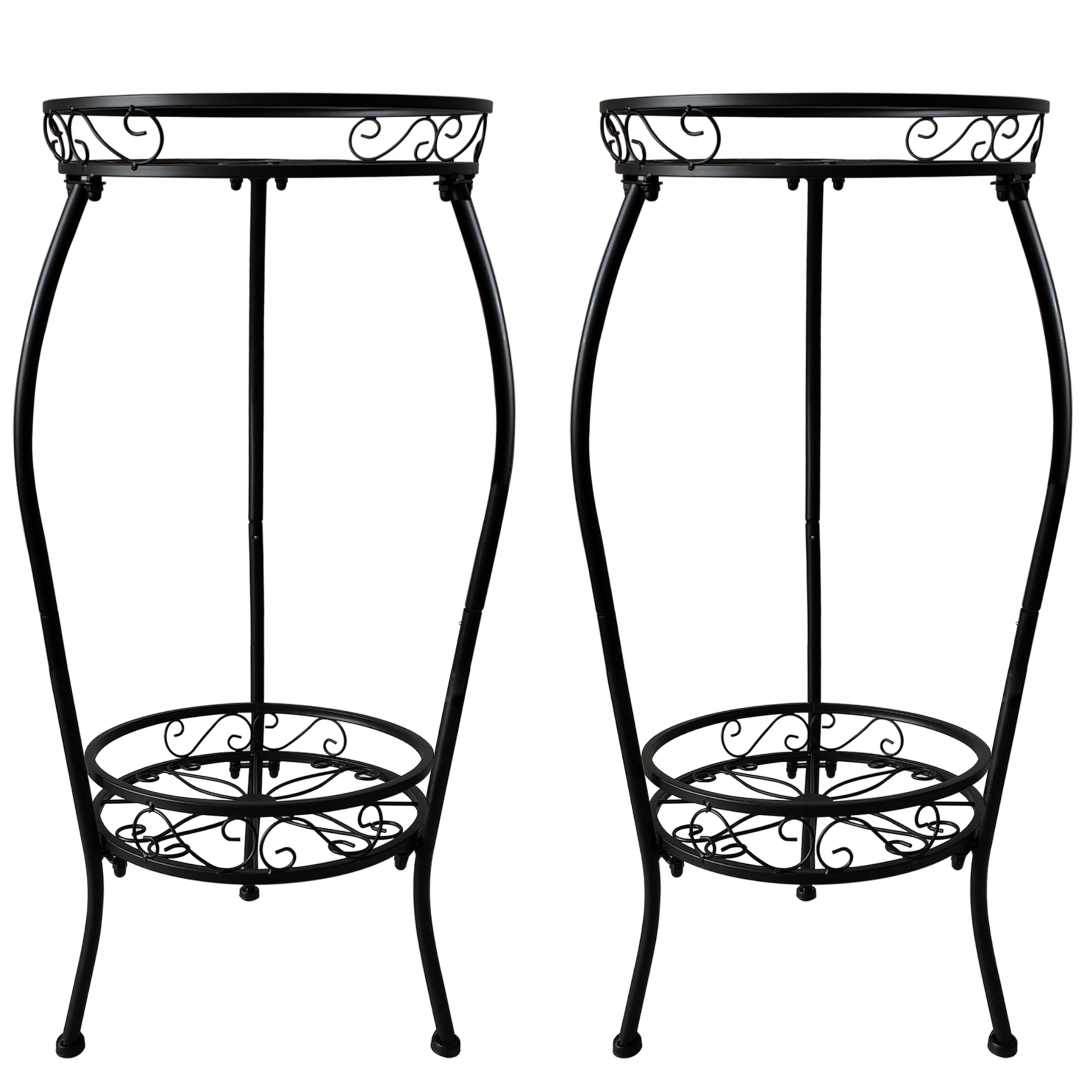 NOAMOO Metal Plant Stand 2 Tier Indoor Outdoor, 2 Pack Tall Flower Pot Shelf Rustproof Stable Heavy Duty Corner Stand, 28 inch Multiple Plant Display