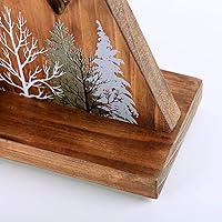 Vista 7 de NIKKY HOME Sujetalibros de madera de montaña de bosque rústico antideslizante resistente con extremos de libro para decoración de cabina, estantes