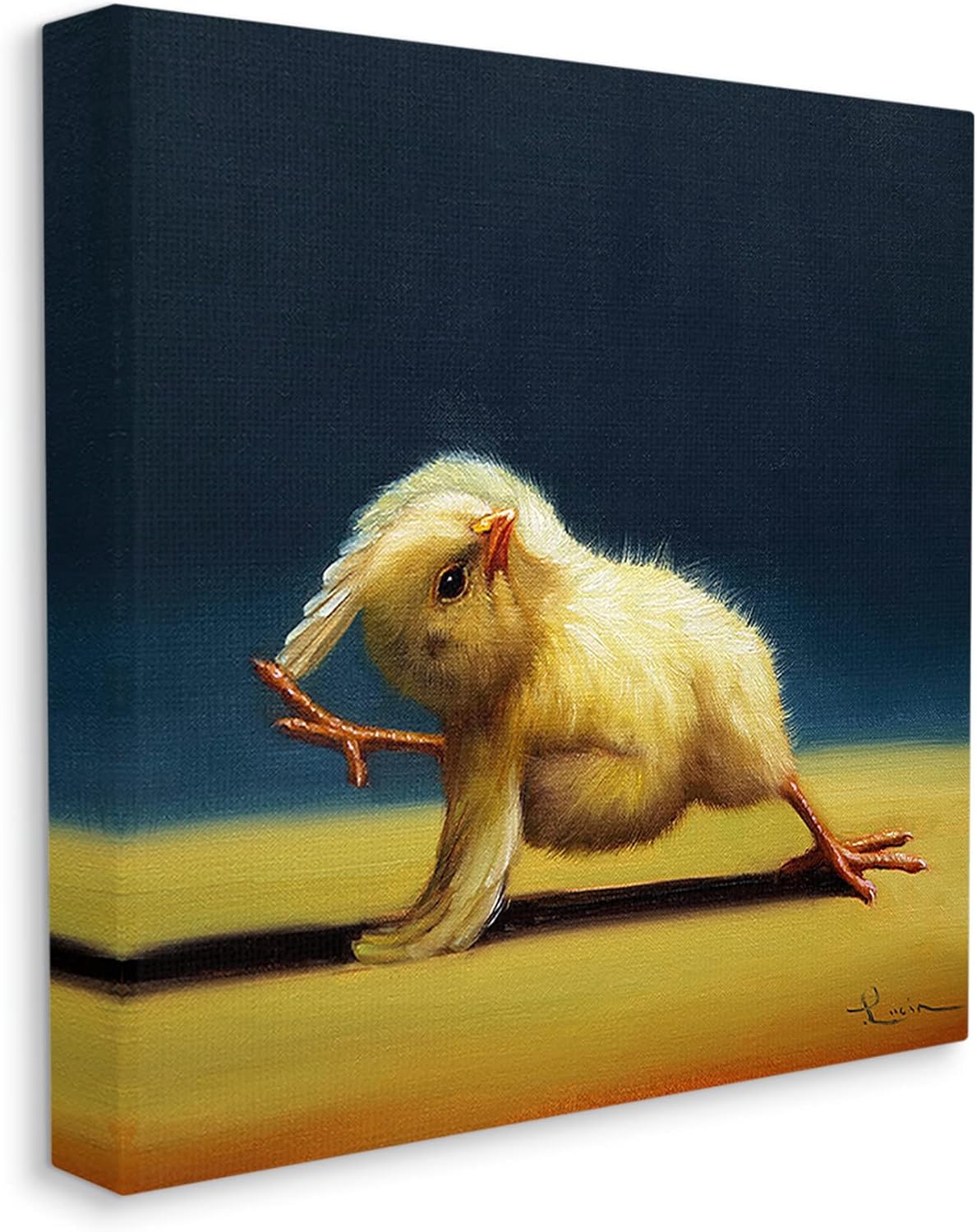 Stupell Industries Yoga Chicks Side Angle Pose Funny Animal Painting, Design by Lucia Heffernan Canvas Wall Art, 24 x 24, Yellow