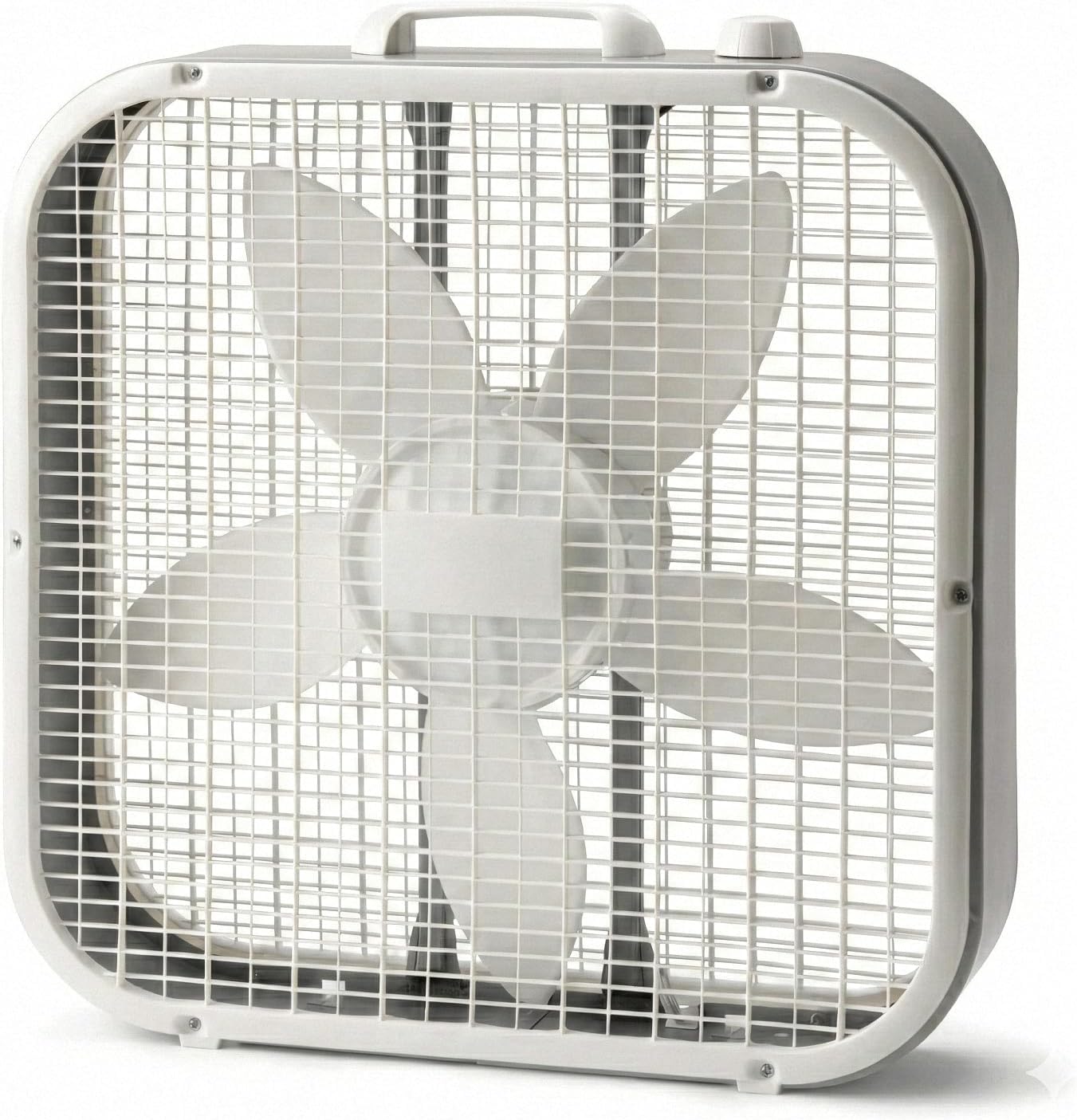 20-Inch Weather-Resistant Box Fan – 3-Speed High Velocity Air Circulator for Window, Greenhouse & Home – Energy Efficient Floor Fan with Carry Handle, White