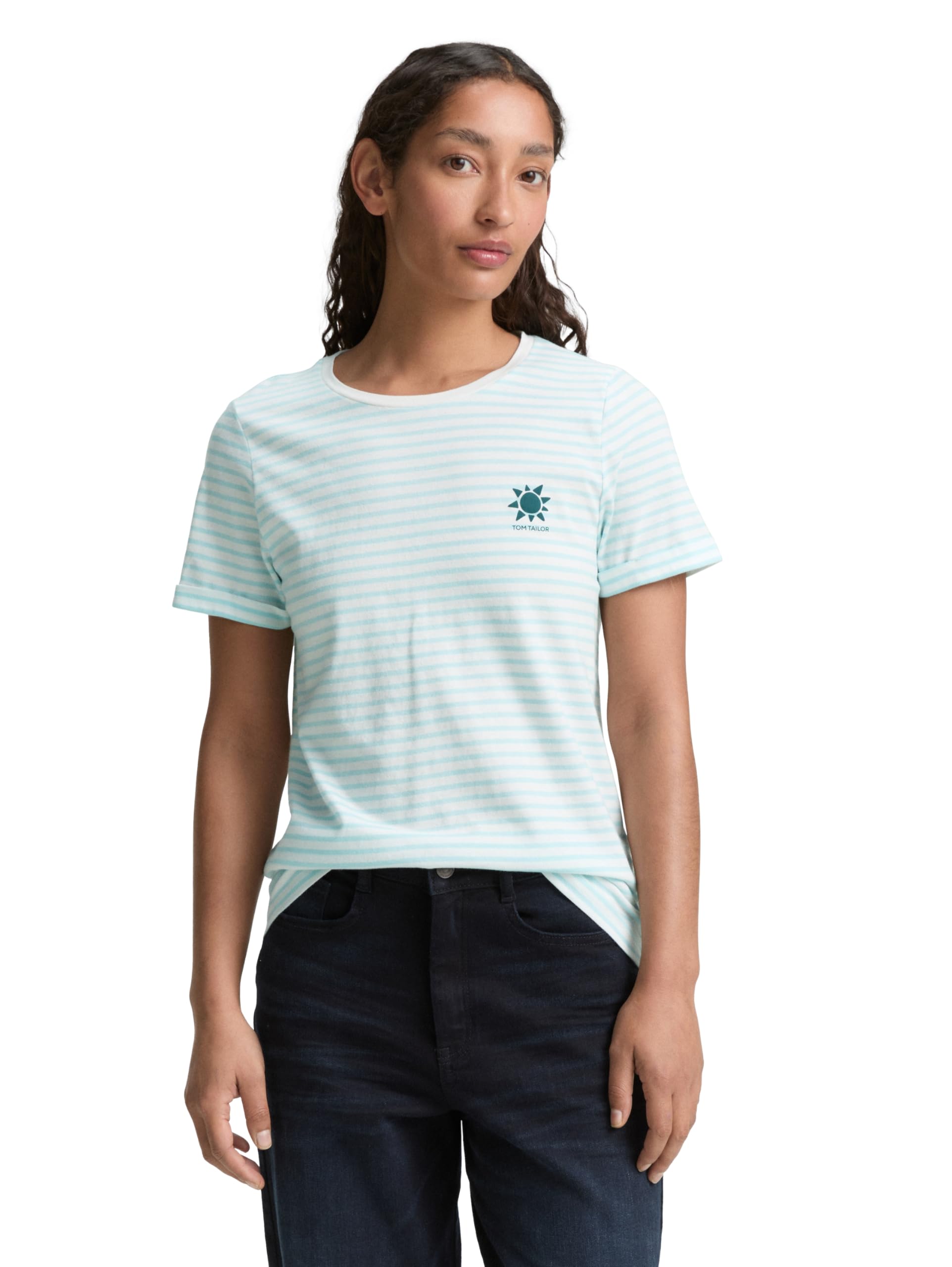 Tom Tailor Damen T-Shirt mit Streifenmuster
