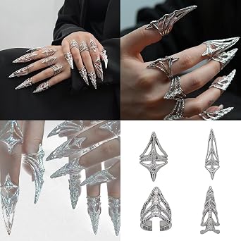 Knuckles Protectors Fingertip Rings Unique Metal Texture for Stage and Evening Party Statement Jewelry