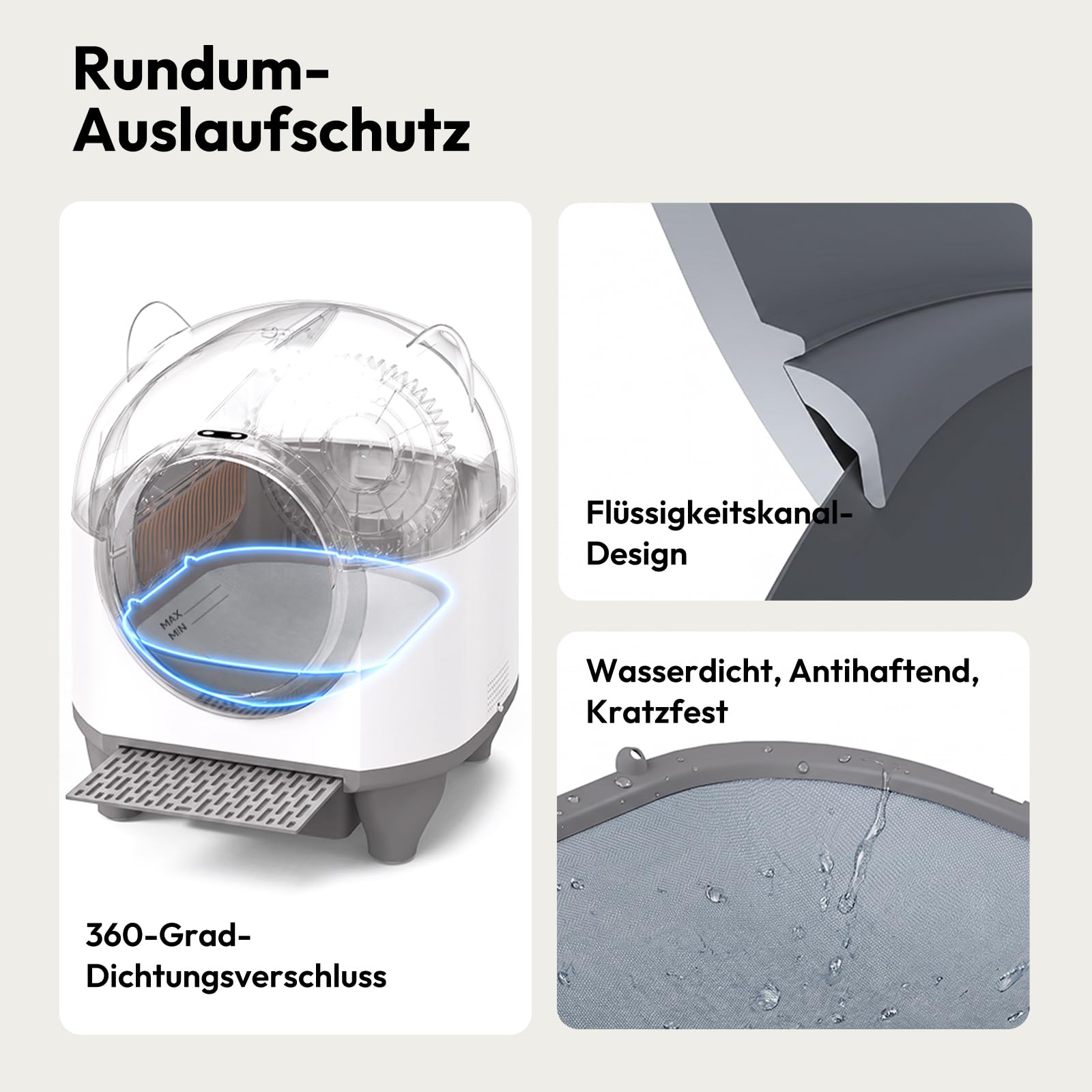 Devoko Katzenklo Selbstreinigend,Niedliche Katzenohren,Automatische Katzentoilette XXL,Fernsteuerung,groß Raum,Sicherheit, Anti-Geruch,90L cat Litter Box,Elektrisches katzenklo für Mehrere Katzen