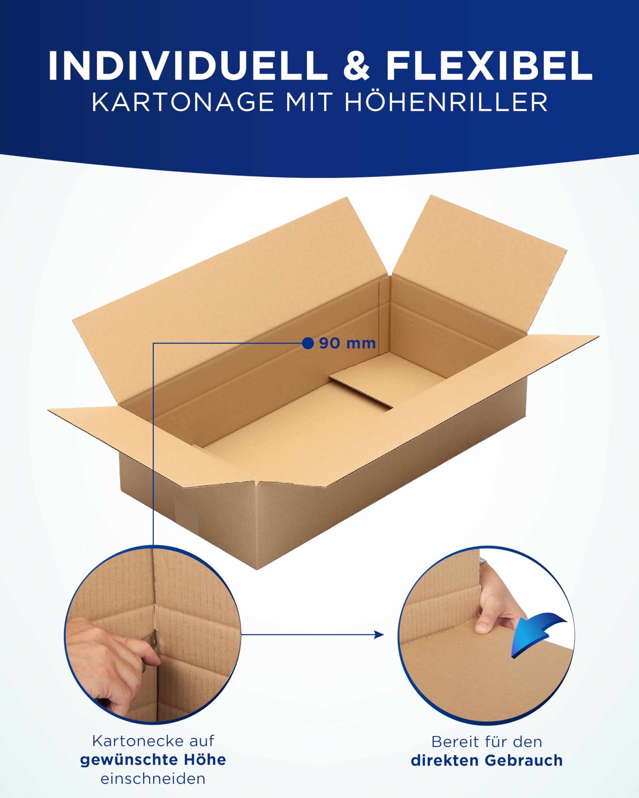 KK Verpackungen Versandkartons 600 x 300 x 150 mm Braun 1-wellig (Innenmaß 595 x 295 x 140 mm) | 50 Stück, Faltkartons Kartons für Versand als DHL Päckchen M Hermes Paketklasse M DPD GLS XL