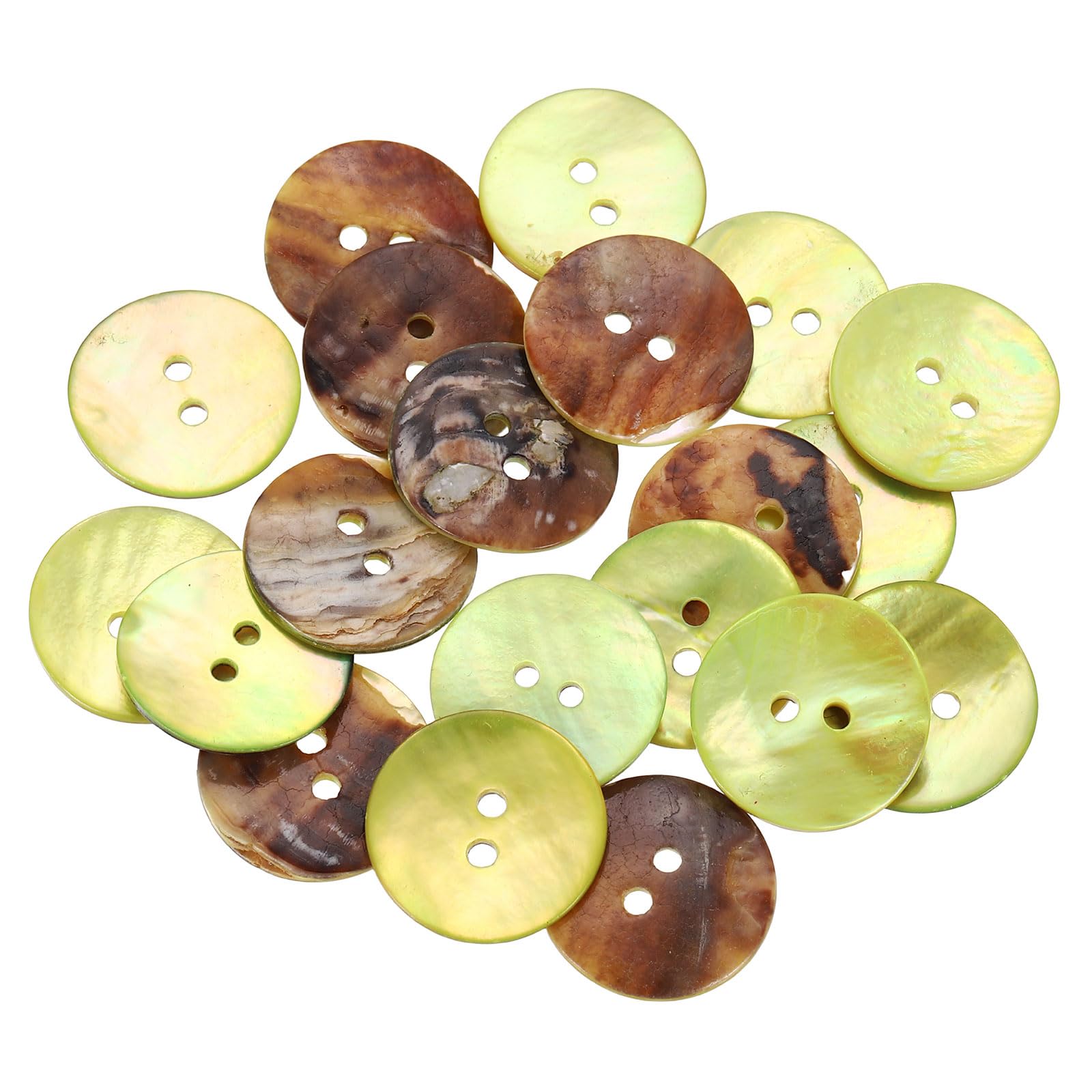 sourcing map 20Pcs Natural Shell Buttons, 20mm 2 Hole Mother of Pearl Blazer Buttons Sewing Craft Shell Discs for Shirt Sewing DIY Crafts Decoration, Light Yellow