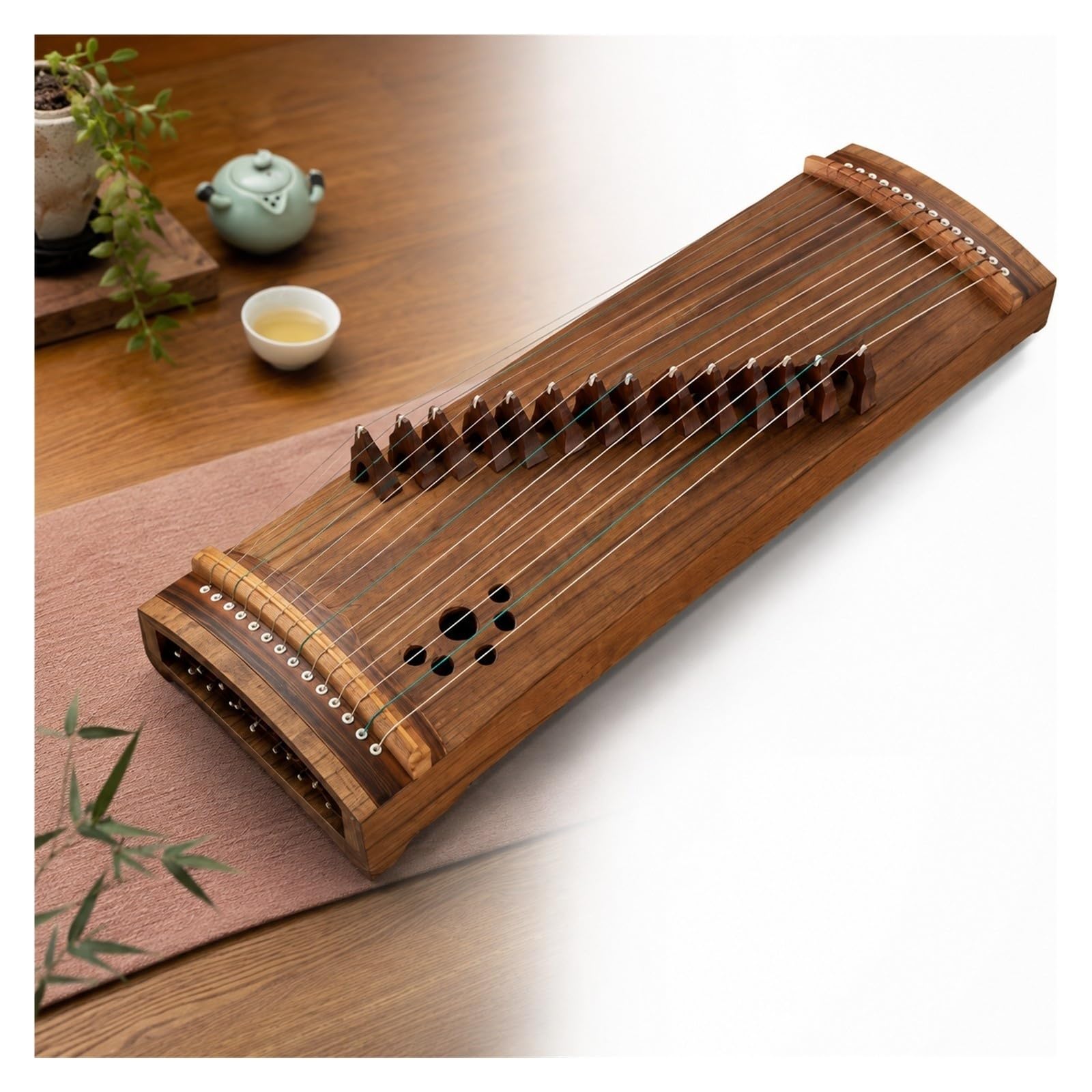 Początkujący Mini Guzheng 14-strunowy Paulownia Rosewood | Wyposażony w 14 nylonowych stalowych strun, dzięki czemu jest idealny dla początkujących.