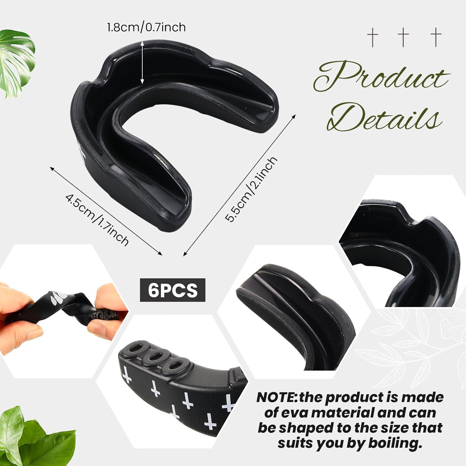 Yaomiao 6 Pcs Cross Mouth Guards, Christian Teeth Armor Sport Game Guard with Case, Mouth Guard for Football Basketball Baseball Wrestling Lacrosse Rugby Boxing Taekwondo(Large,Mixed Verse)