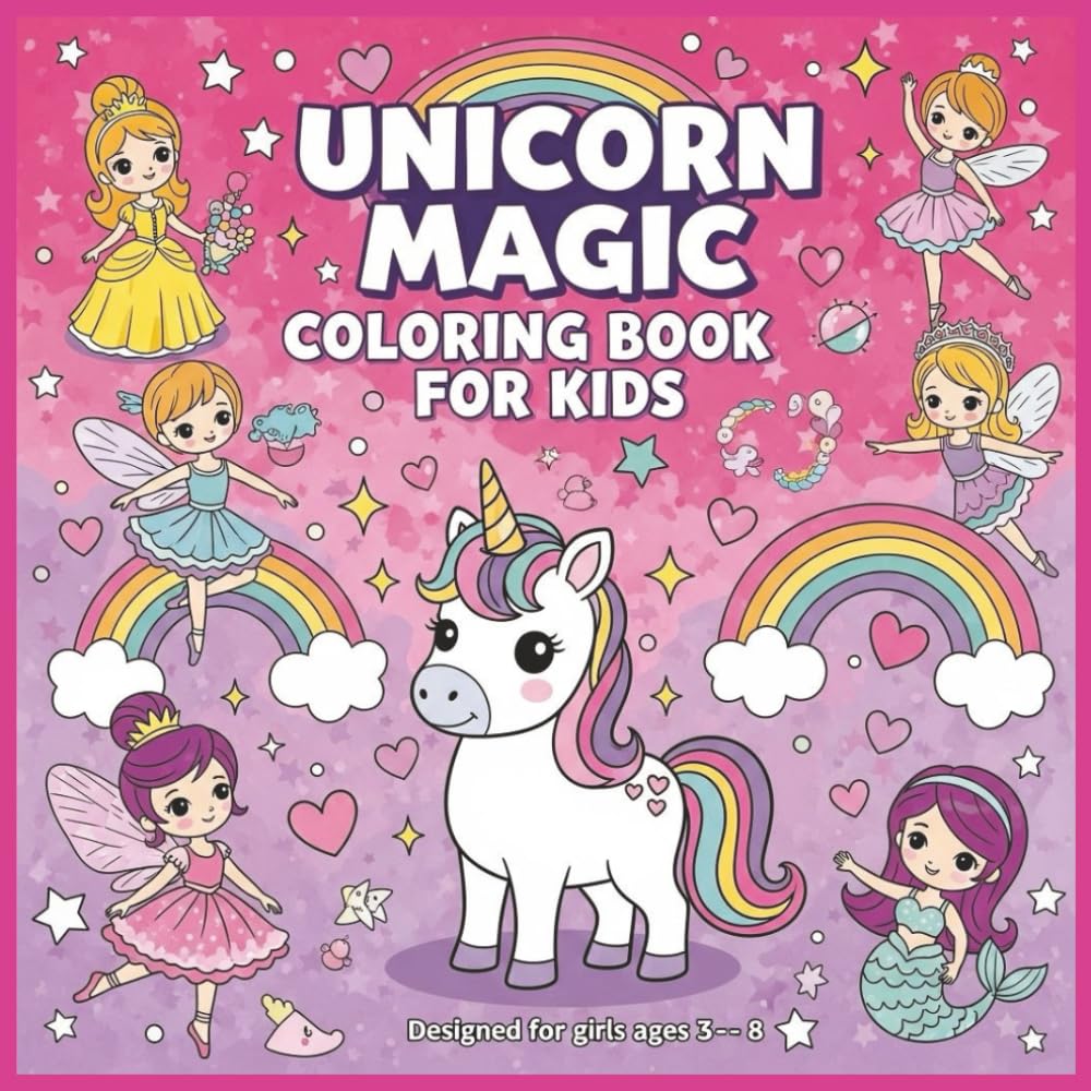 Unicorn Magic Coloring Book for Kids: Fun and Whimsical Fantasy Coloring Pages with Unicorns, Mermaids, Fairies & More – Ages 4-8