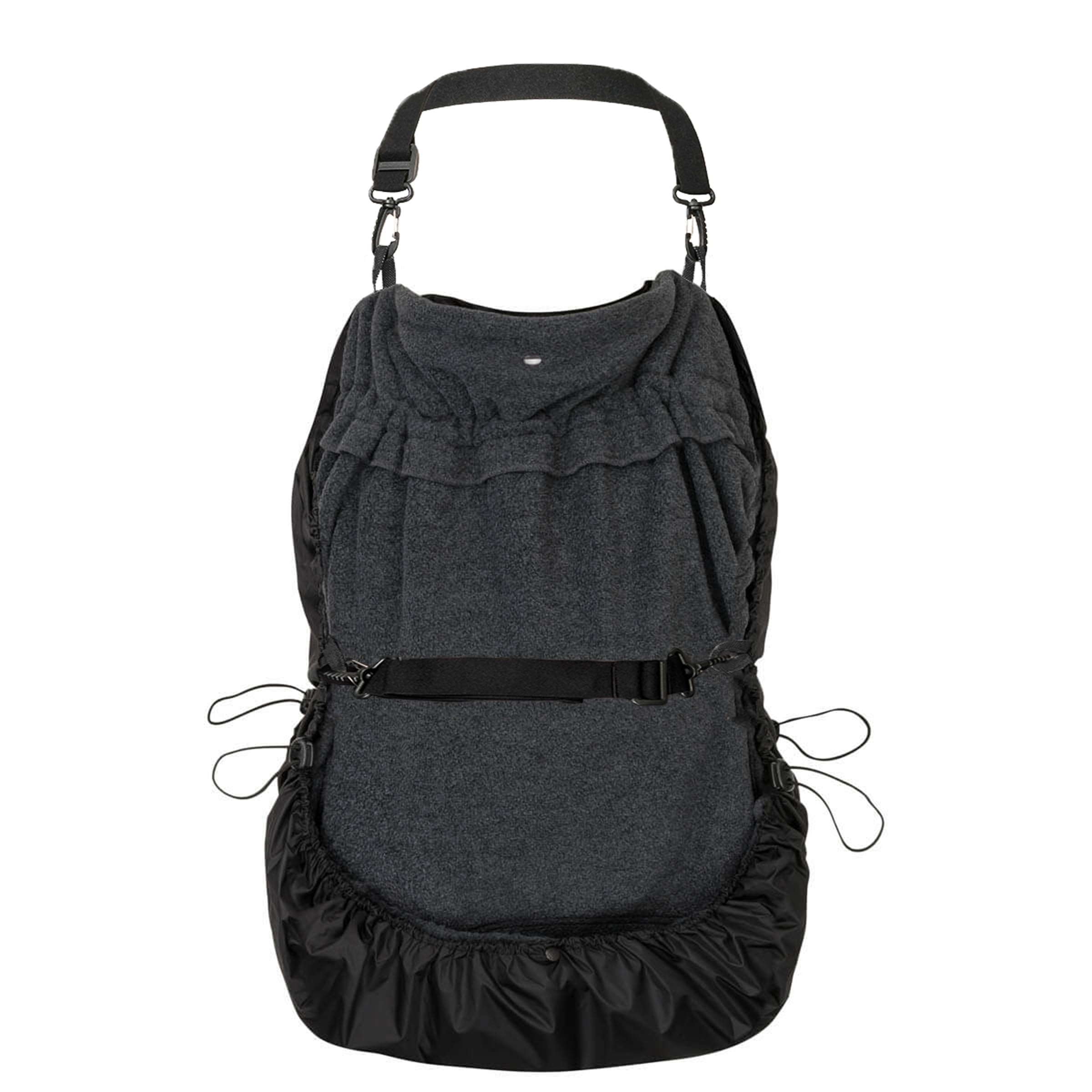 Hoppediz Housse polaire 3 en 1, housse de transport universelle chaude pour porte-bébé et écharpe avec housse de pluie, col écharpe et chauffe-mains, anthracite, 1 unité