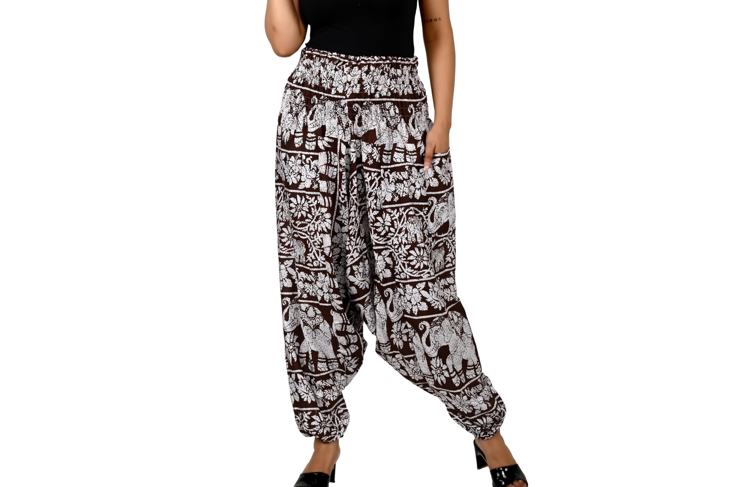 fusfus Women's Printed Cotton Rayon Harem Pant, (Multicolor, Fs227 | Fit Type: Regular Fit | Size: Medium, Mid Rise-picture-11