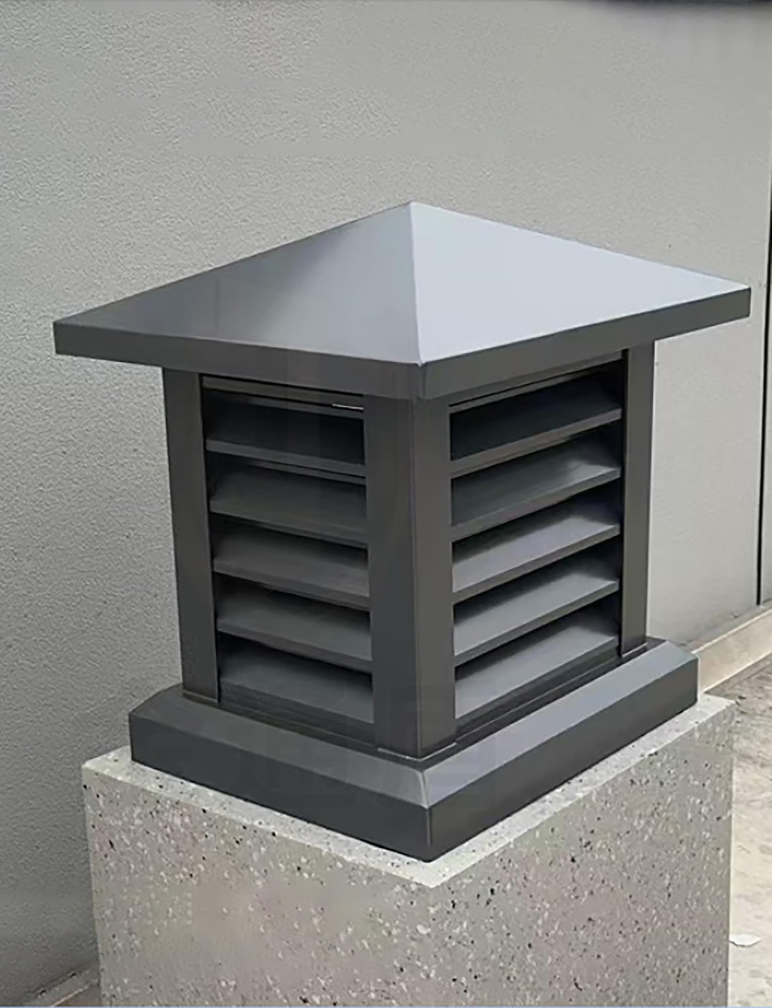 MYXJGNAIY Square Chimney Cap, Aluminum Alloy Rainproof Fireplace Cover with Tapered Top and Louvre Vent for Outside Flue(35cm/14in)