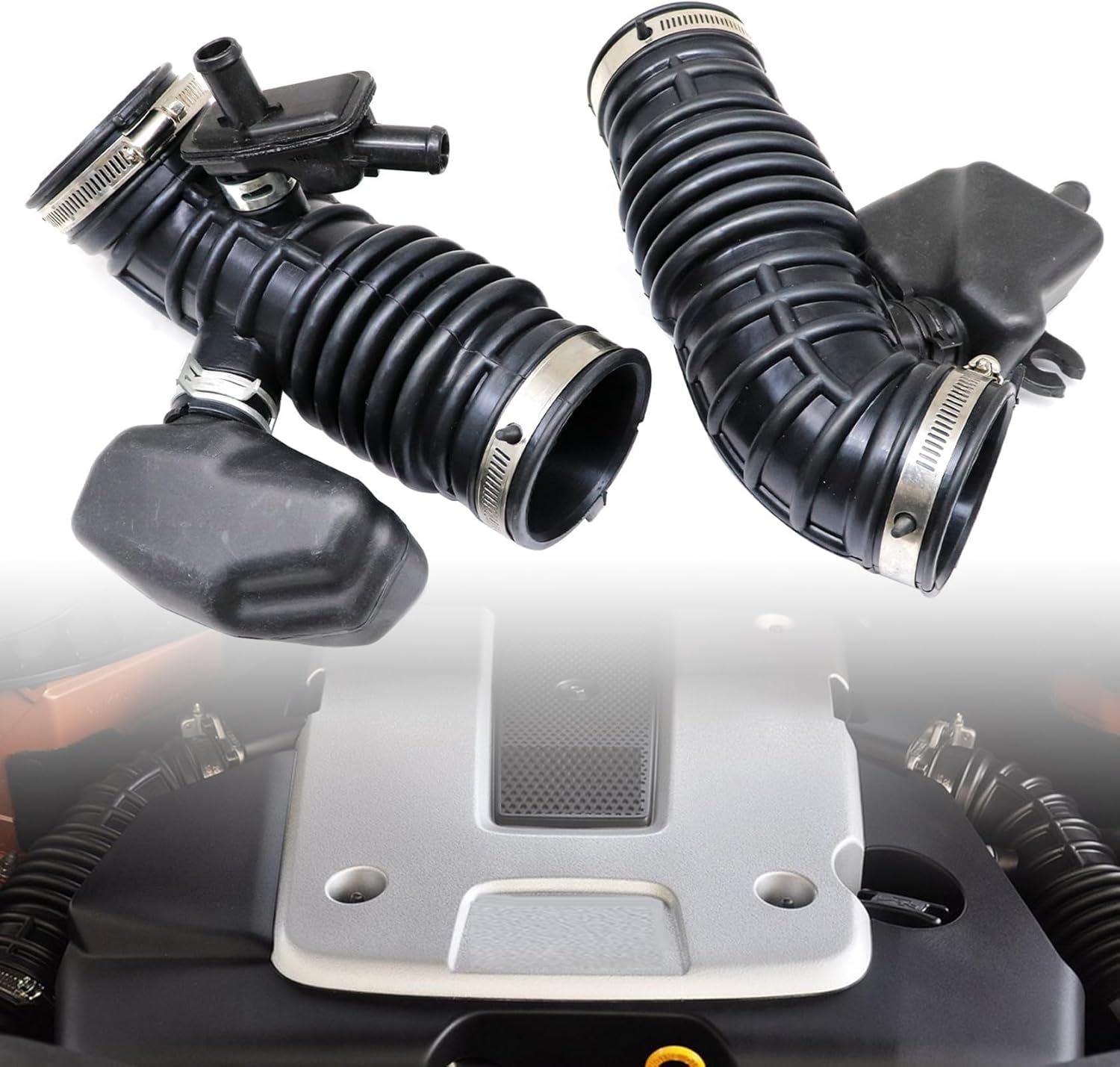 FZJDSD 3.5L Engine Air Intake Hose Compatible with Infiniti FX35 Base Sport 2009-2012,2PCS Left & Right Side Intake Boot Tube Outlet Duct Replace 16576-1CB1A 16576-1CB0A