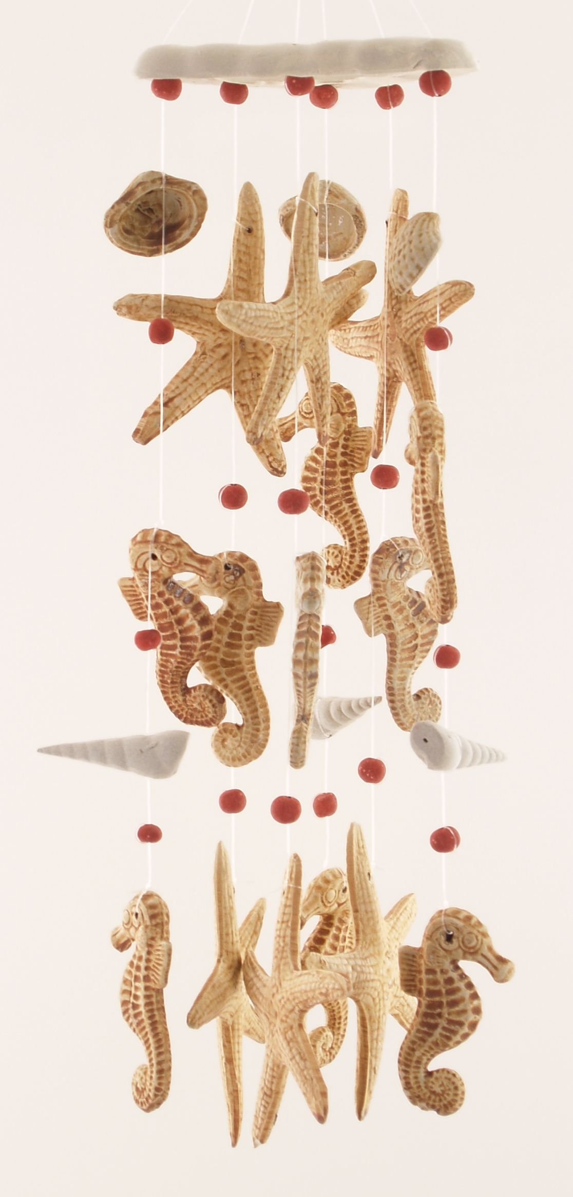 Clay Motif Seahorse Starfish Seashells Wind Chimes Garden Decor