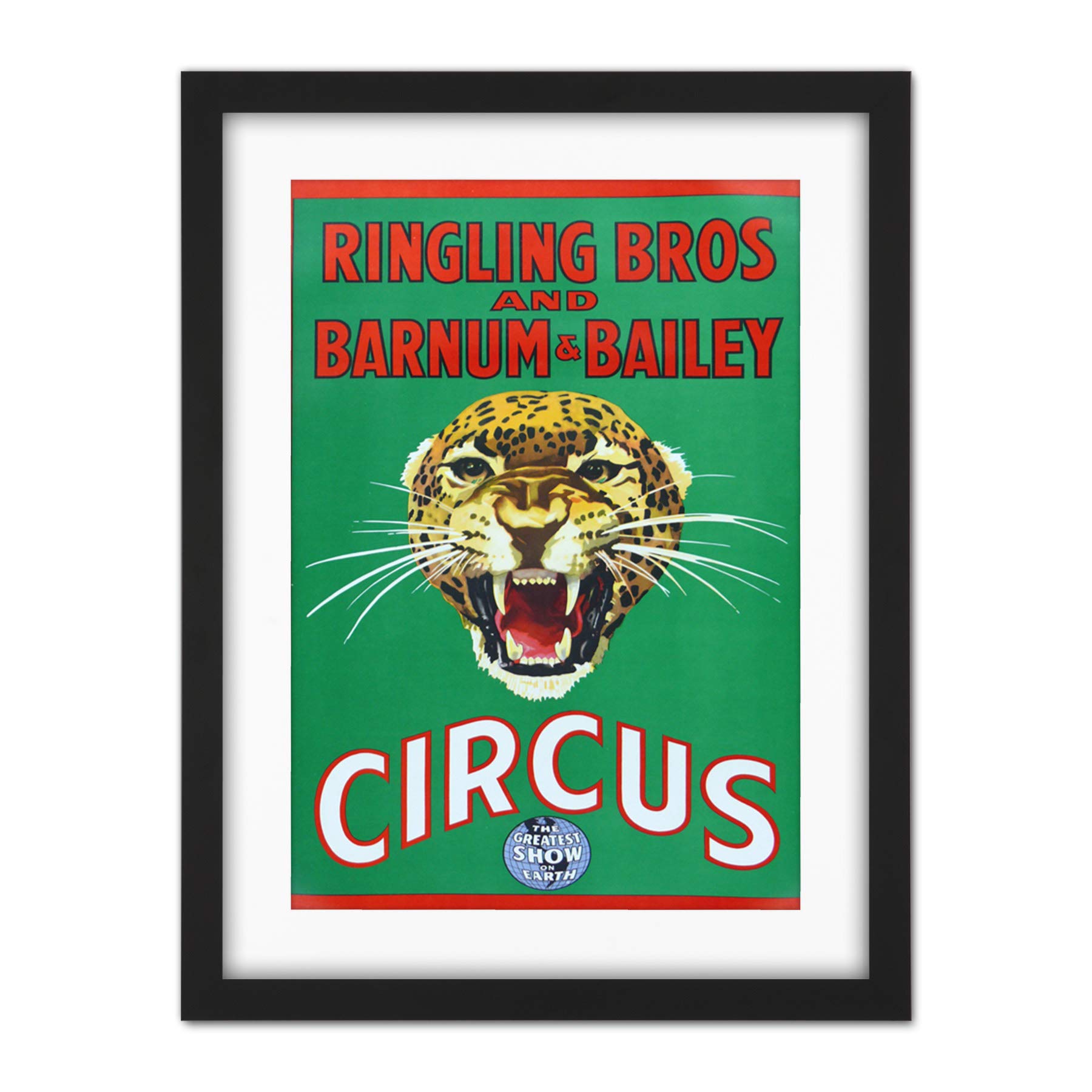 Wee Blue Coo Ringling Bros Barnum Bailey Circus Jaguar Artwork Framed Wall Art Print 18X24 Inch