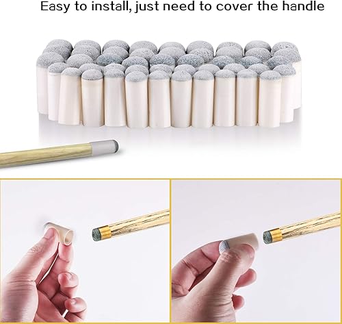 Miniatura 3 de ABOAT 50 puntas de taco de billar de 4 tamaños de repuesto para taco de billar, 0.354 in, 0.394 in, 0.472 in, 0.512 in