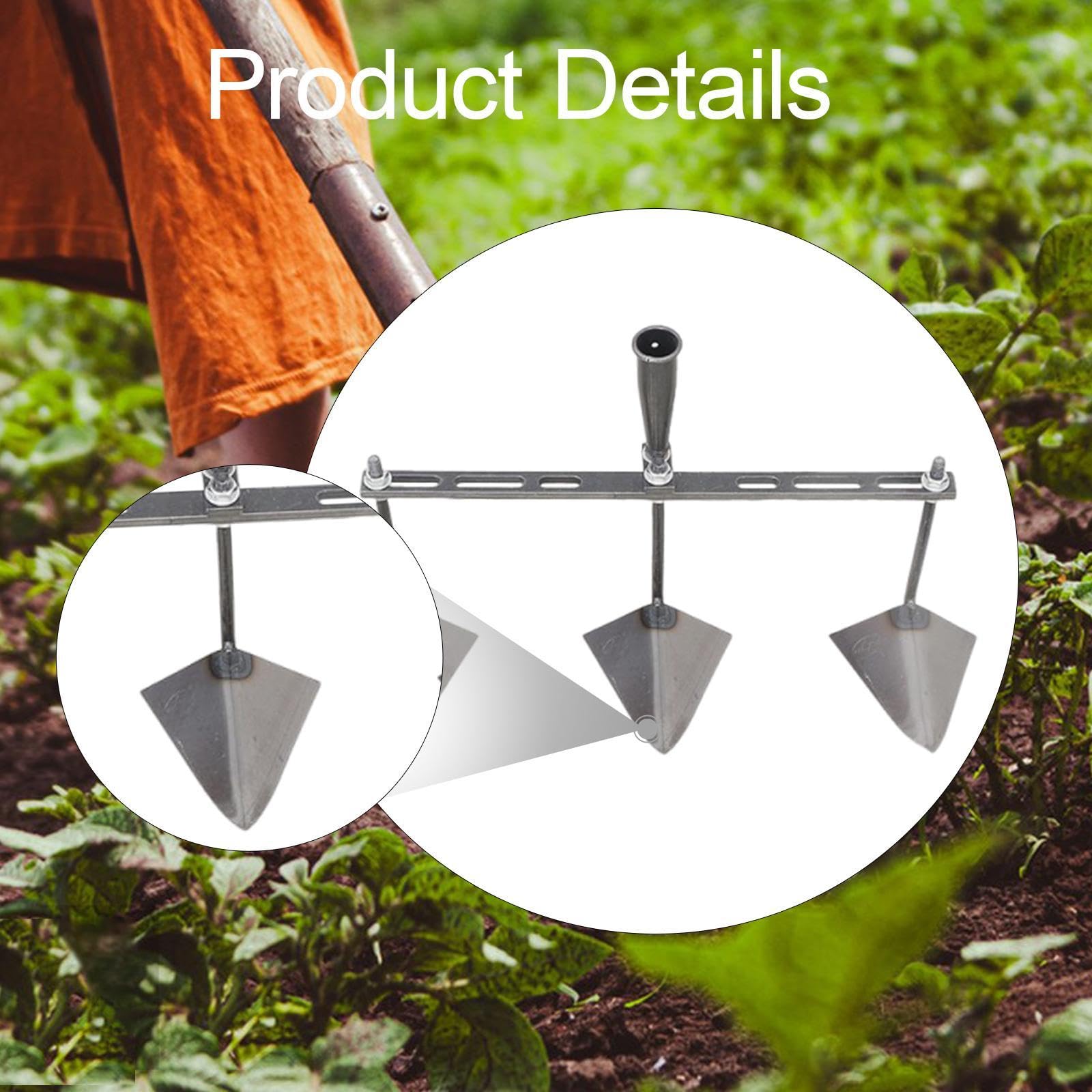 de Jardín con Cabezal Triangular, Herramienta Agrícola Manual con Distancia Ajustable para Principiantes, Bordes, 50cm Tres Cabezas