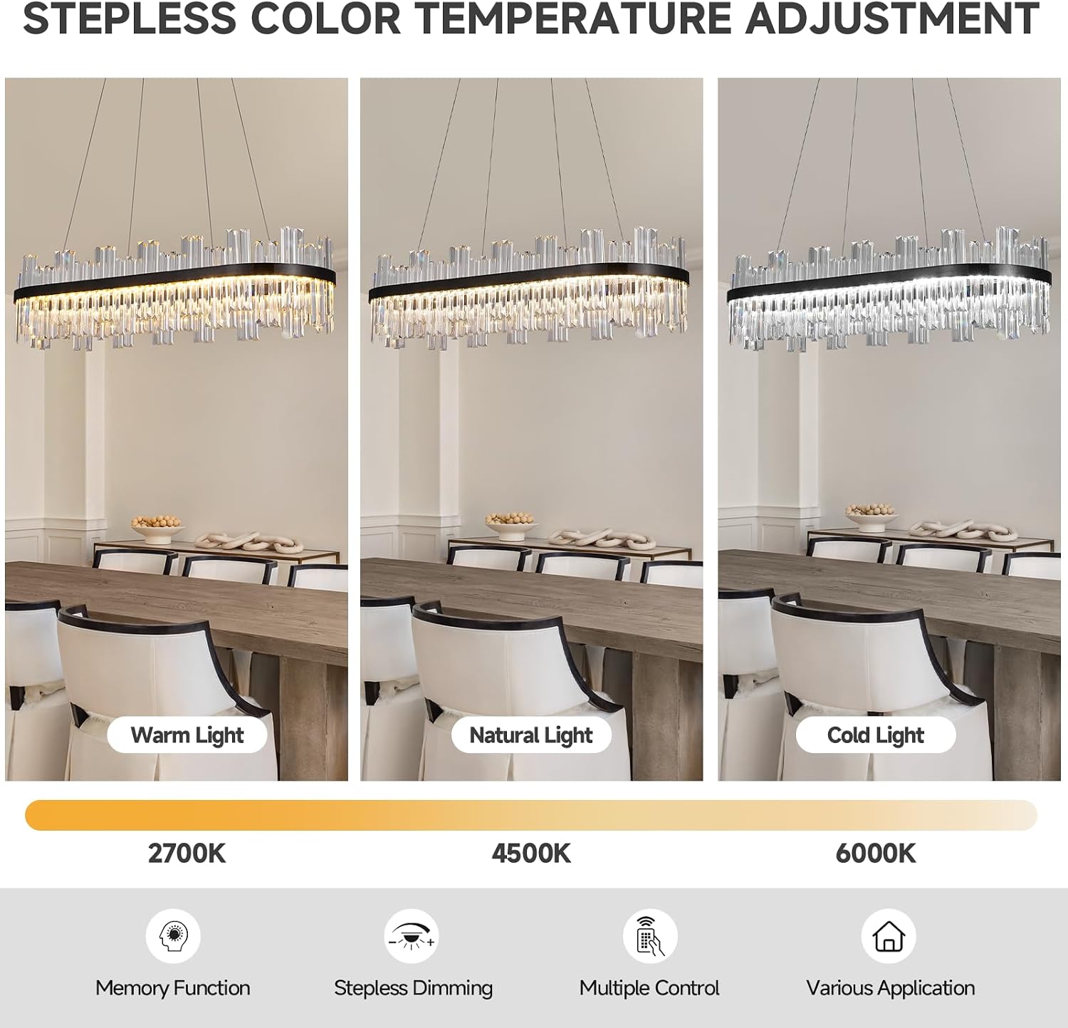 Modern Rectangular Crystal Led Chandelier: 39.3" Black Linear Large Clear Crystals Chandeliers - Luxury Rectangle Contemporary Ceiling Chandelier - Decorated Long Chandeliers for Living Room Bedroom