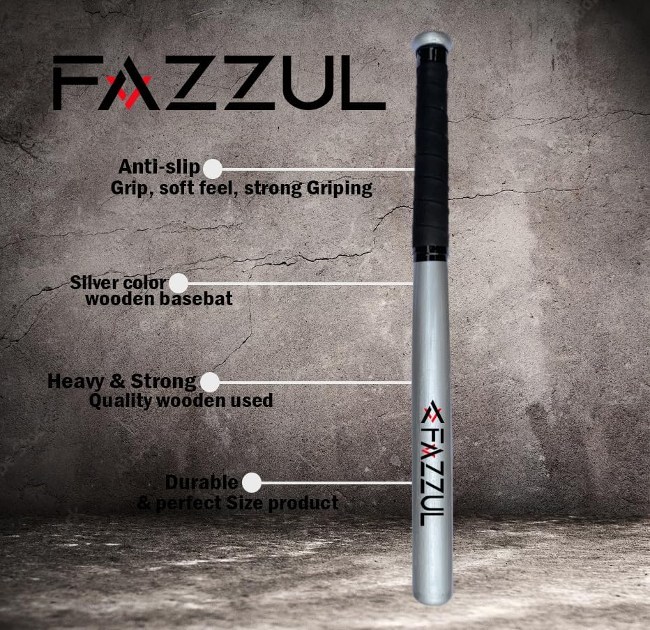 Image of Baseball Bat Natural Wood Baseball Bat with Strong Wood for Self-Defense (32 inch Long) (Silver1)