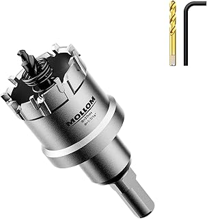 Mollom (37mm | 1-7/16") Sierra de Corona de T.C.T Carburo Broca con 2 Brocas,Punta de carburo de tungsteno para Metal Duro,Acero,Hierro,Cobre,Madear,Latón,Plástico