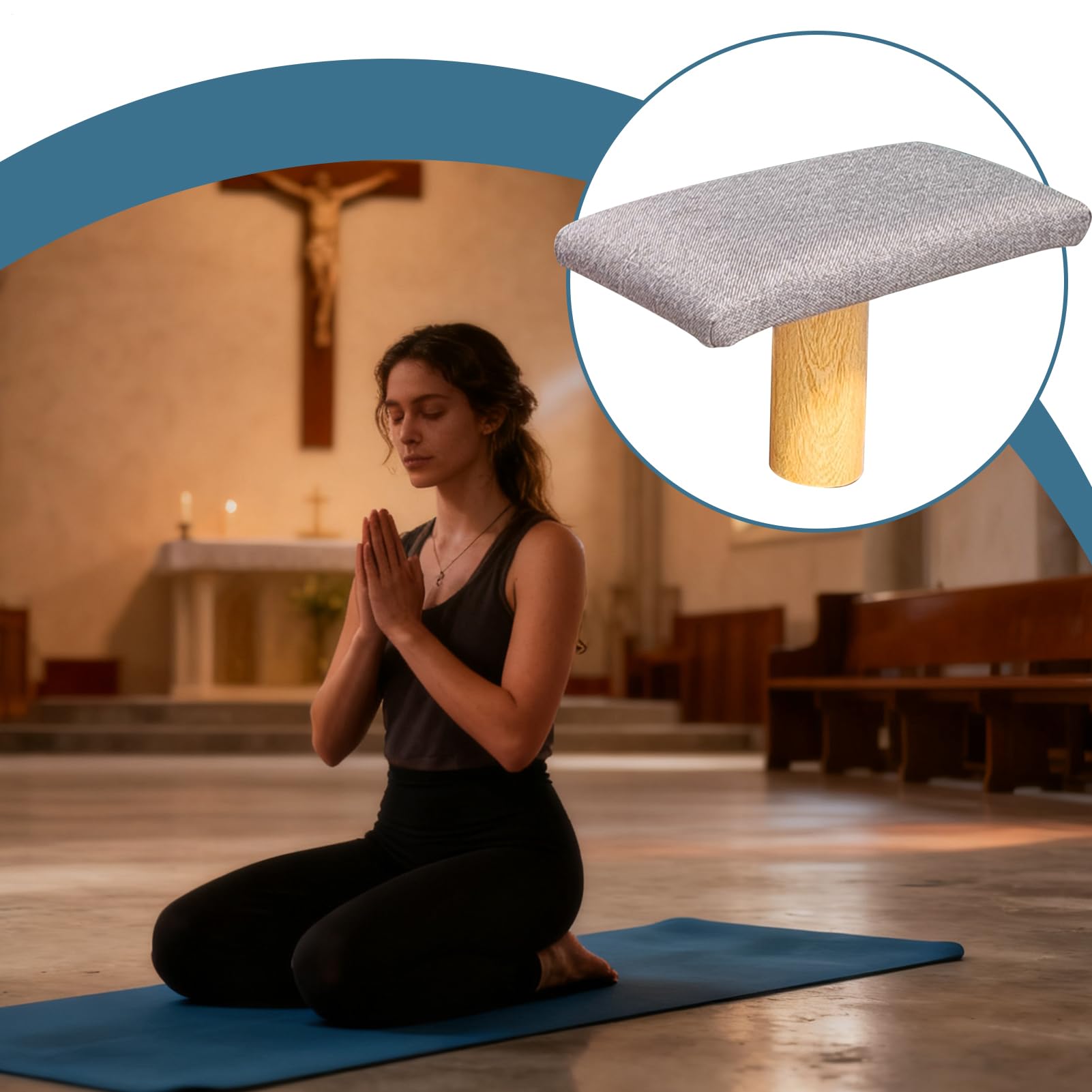 Ławka do medytacji klęcząca - przenośne krzesło do jogi do modlitwy i uważności | drewniana konstrukcja ze składanymi nogami, ergonomiczna konstrukcja, do studia, podróży, sesji relaksacyjnych na
