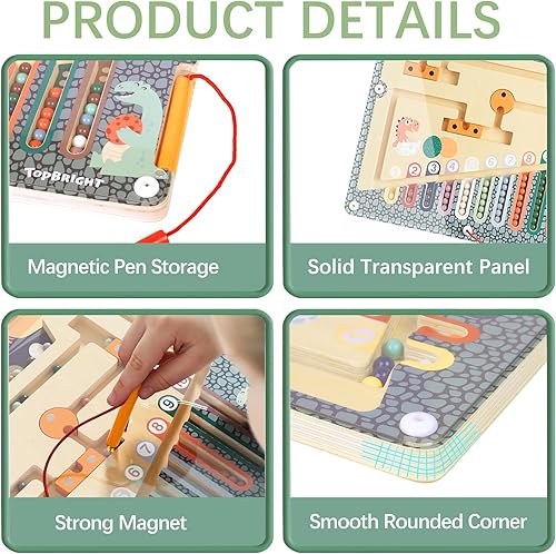 Miniatura 5 de TOP BRIGHT Juego de clasificación de números de color de laberinto magnético, juguetes Montessori para niños de 3 a 5 años, juguetes educativos de
