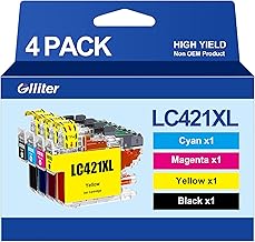 LC421XL LC-421XLVAL Ink Cartridges Value Pack for Brother LC421 LC-421XL Multipack Cartridges for Brother DCP-J1050DW DCP-J1140DW MFC-J1010DW (1Black, 1Magenta, 1Cyan, 1Yellow)