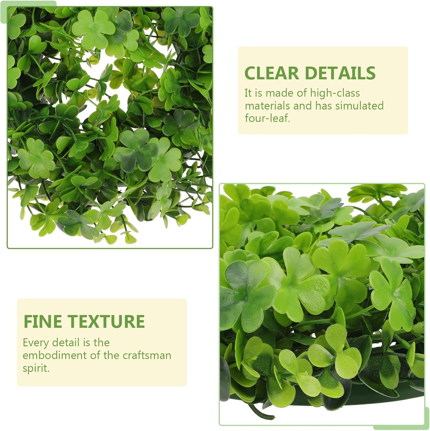 LUOZZY St Patrick's Day Shamrock Wreaths for Front Door Four Leaf Clover Wreath Artificial Green Clover Leaves Lucky Wreath for Spring St. Patrick's Day Wedding Wall Window Decoration