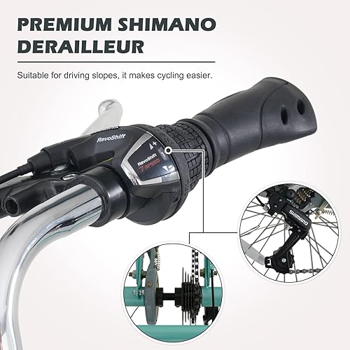 Miniatura 2 de ABORON Triciclos para adultos, 202426 pulgadas con mango de freno de estacionamiento, desviador trasero de 7 velocidades, llantas de doble pared,