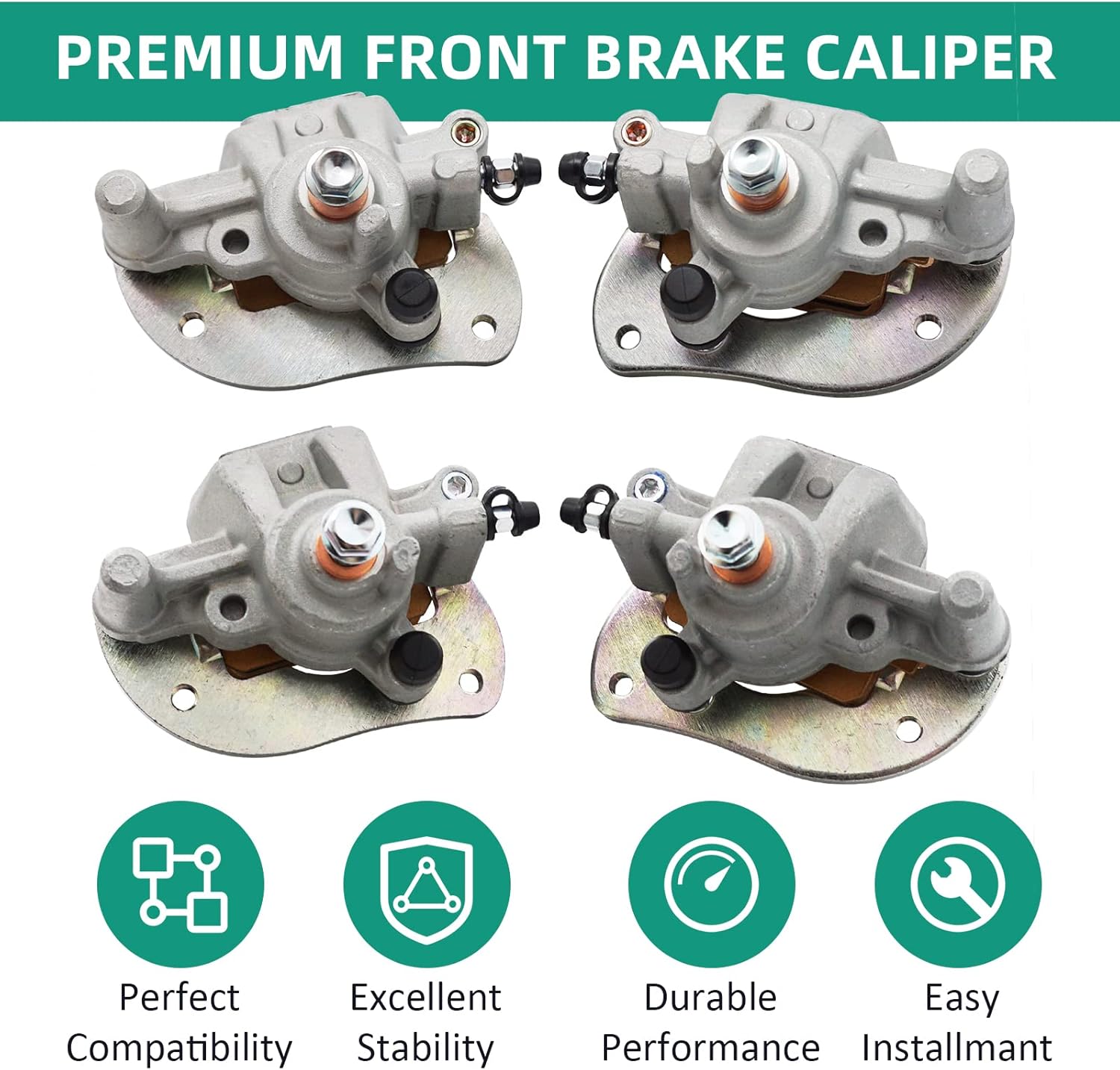 M MATI Front & Rear Brake Calipers for Yamaha ATV 2009-2014 Grizzly 550 YFM550 2007-2020 Grizzly 700 YFM700 with Pads 3B4-2580T 3B4-2580U 3B4-2580V 3B4-2580W