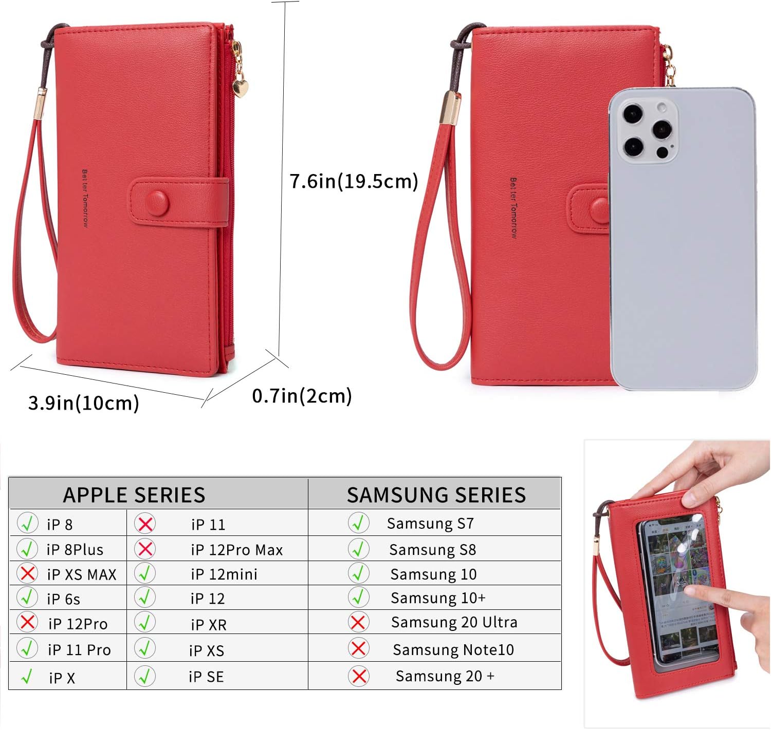 myfriday Touch Screen Crossbody Phone Purse for Women, Rfid Blocking Small Cellphone Shoulder Purse with 2 Adjustable Strap - Image 4