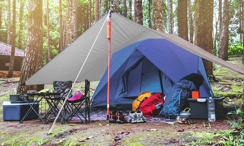 Unigear Vízálló Ponyva Függőágyhoz Fémkarikákkal, 6 Cövek és 6 Kötél, Esővédő Napvédő Takaró Kempingezéshez Túrázáshoz