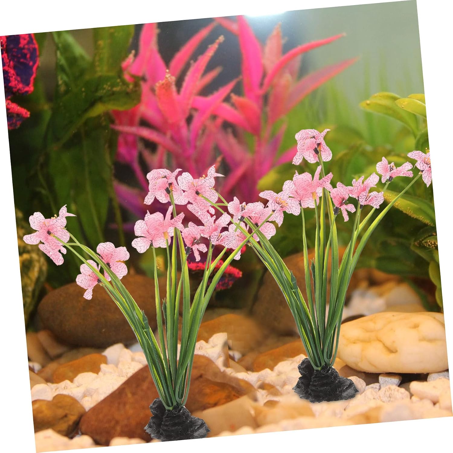 INOOMP 2pcs Artificial Aquarium Plants Decor for Fish Tank Desktop Aquatic Decoration Faux Greenery for Vibrant and Colors for Betta and Tanks
