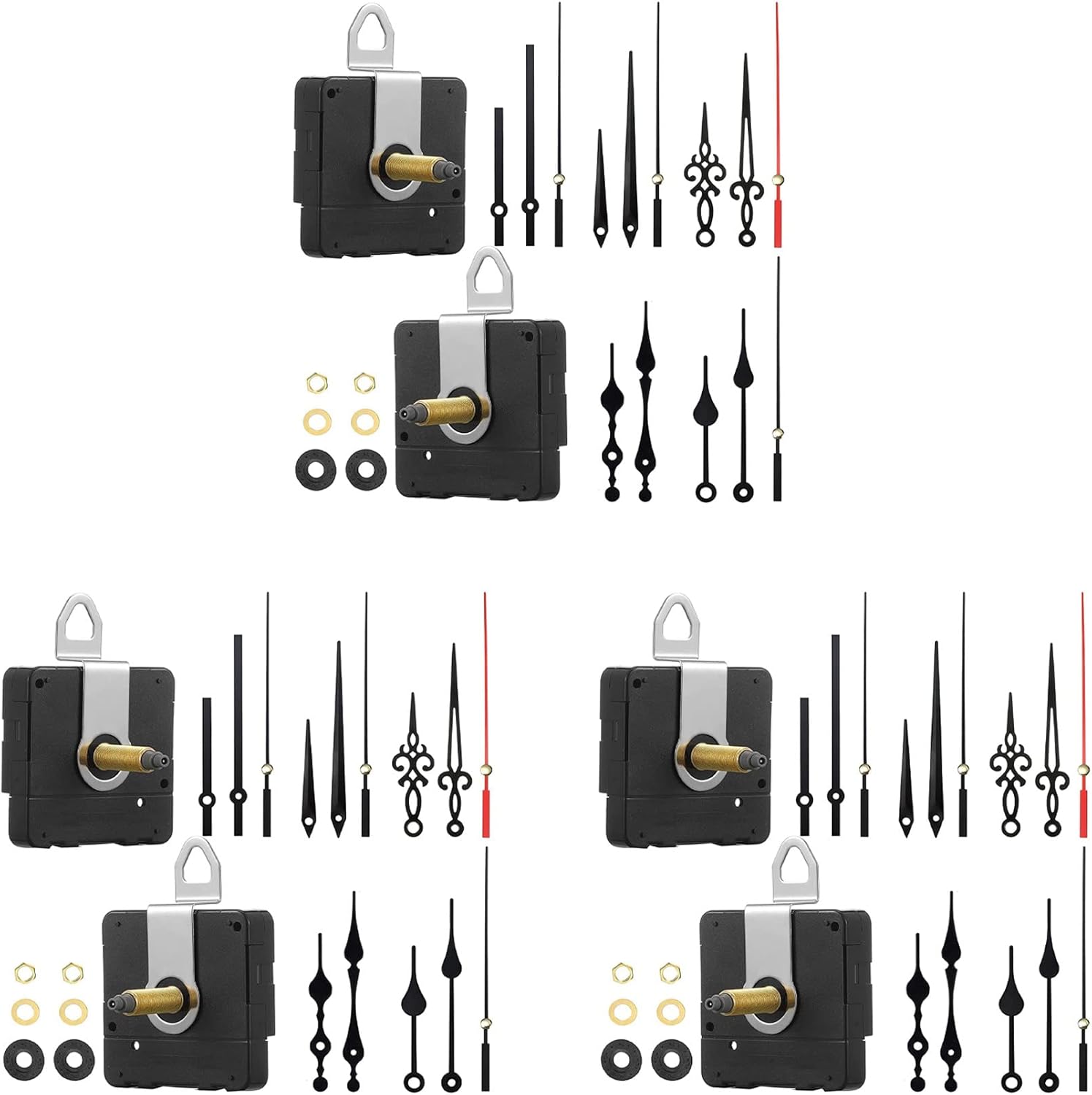 32mm Long Shaft DIY Quartz Clock Movement Mechanism with 15 Different Pairs Hands Wall Clock Repair Parts Replacement