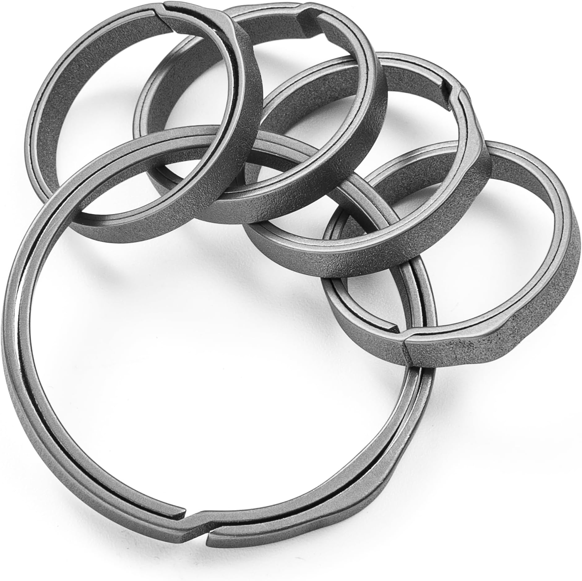 TISUR Titanium Key Rings for Keychain, Side-Pushing Key Chain Rings Split Keyring Heavy Duty Keychain Rings Bulk
