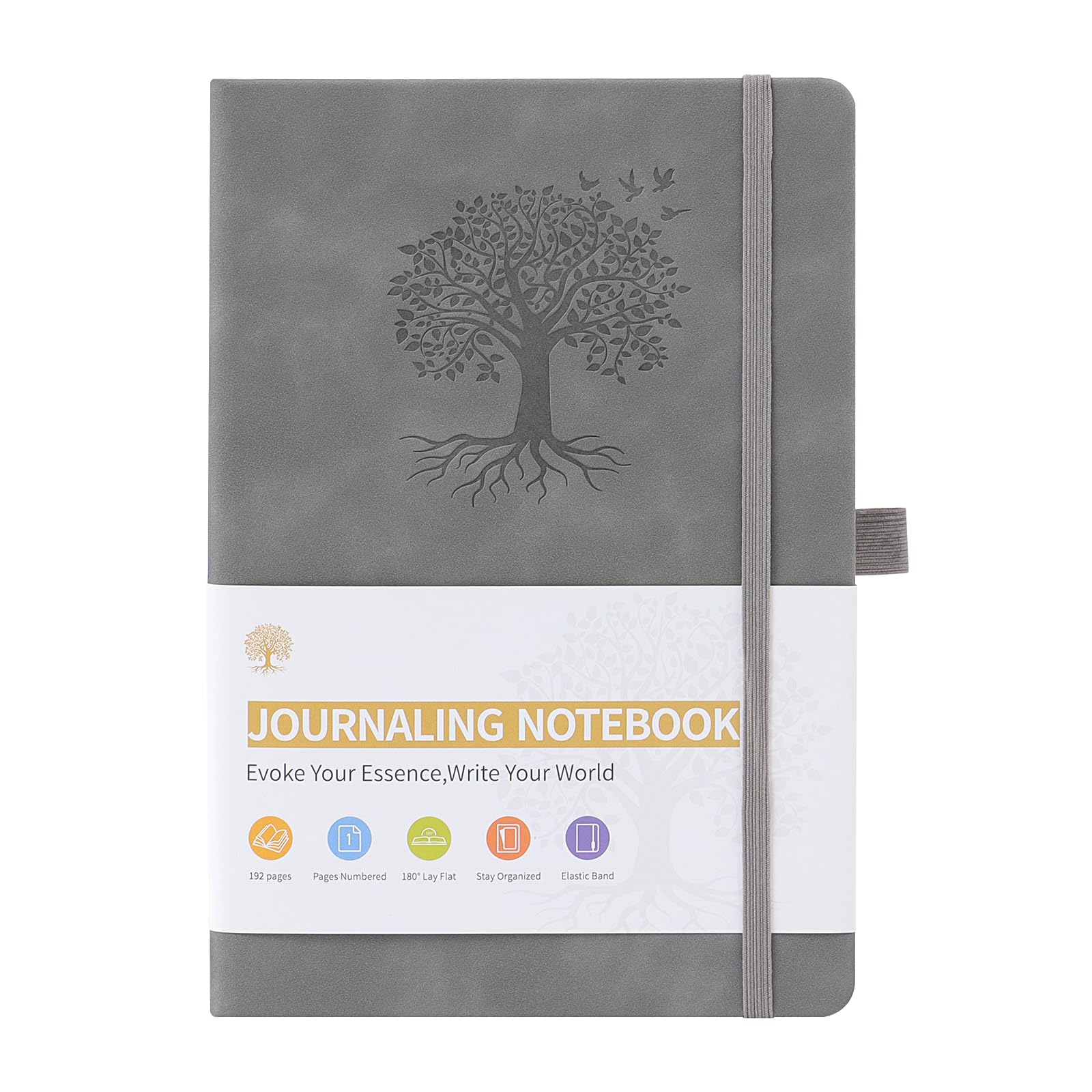 ZTVOWTO A5 Journal Notebook for Men and Women, Hardback Notebook Lined with Elastic Closure for Journaling, Work and Note-Taking, Diary(Gray)