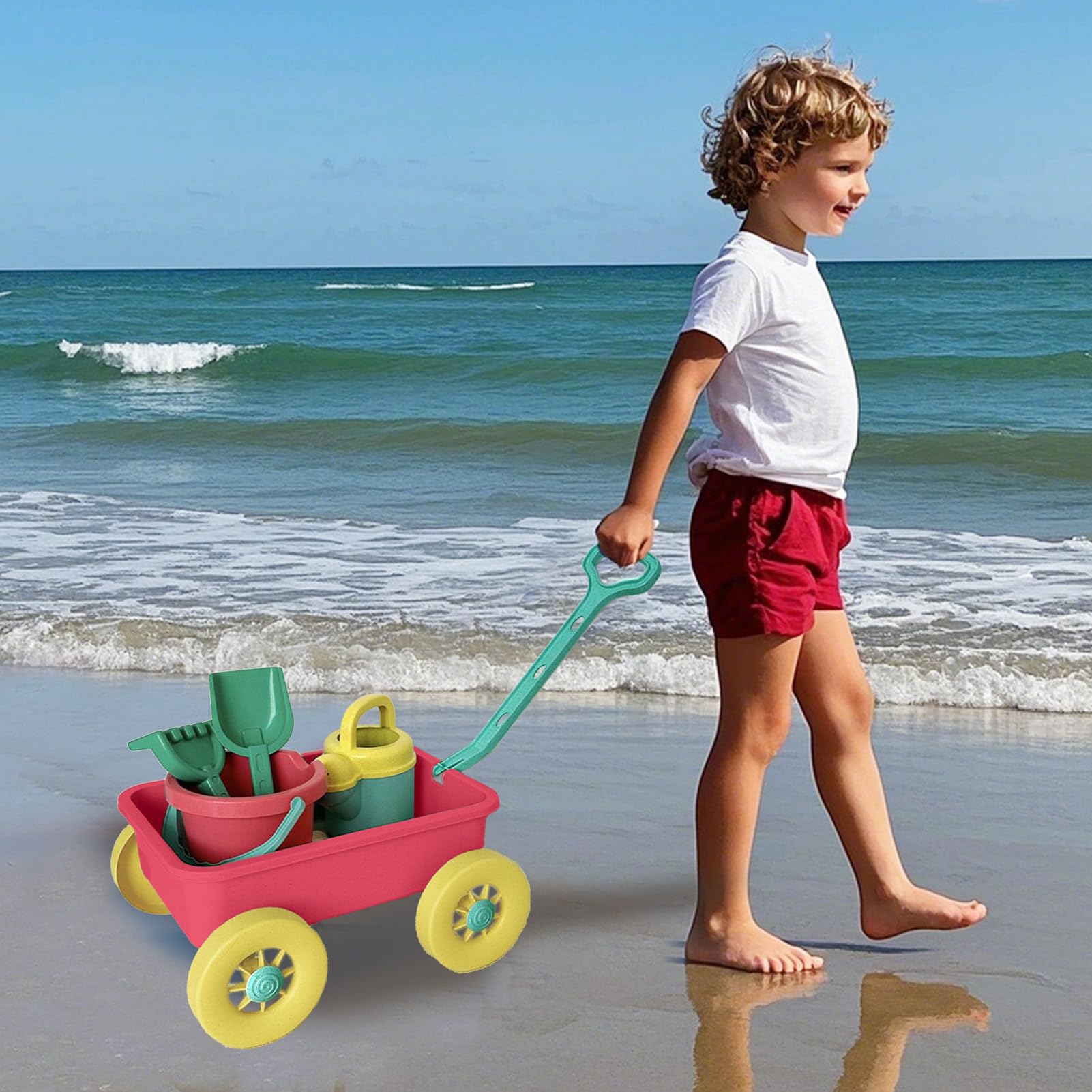 Toddler Beach Toys Sand-Bausatz | Früheres Sandspielzeug mit Rollwagen 8 | Outdoor Portable Fun Outdoor für Teenager
