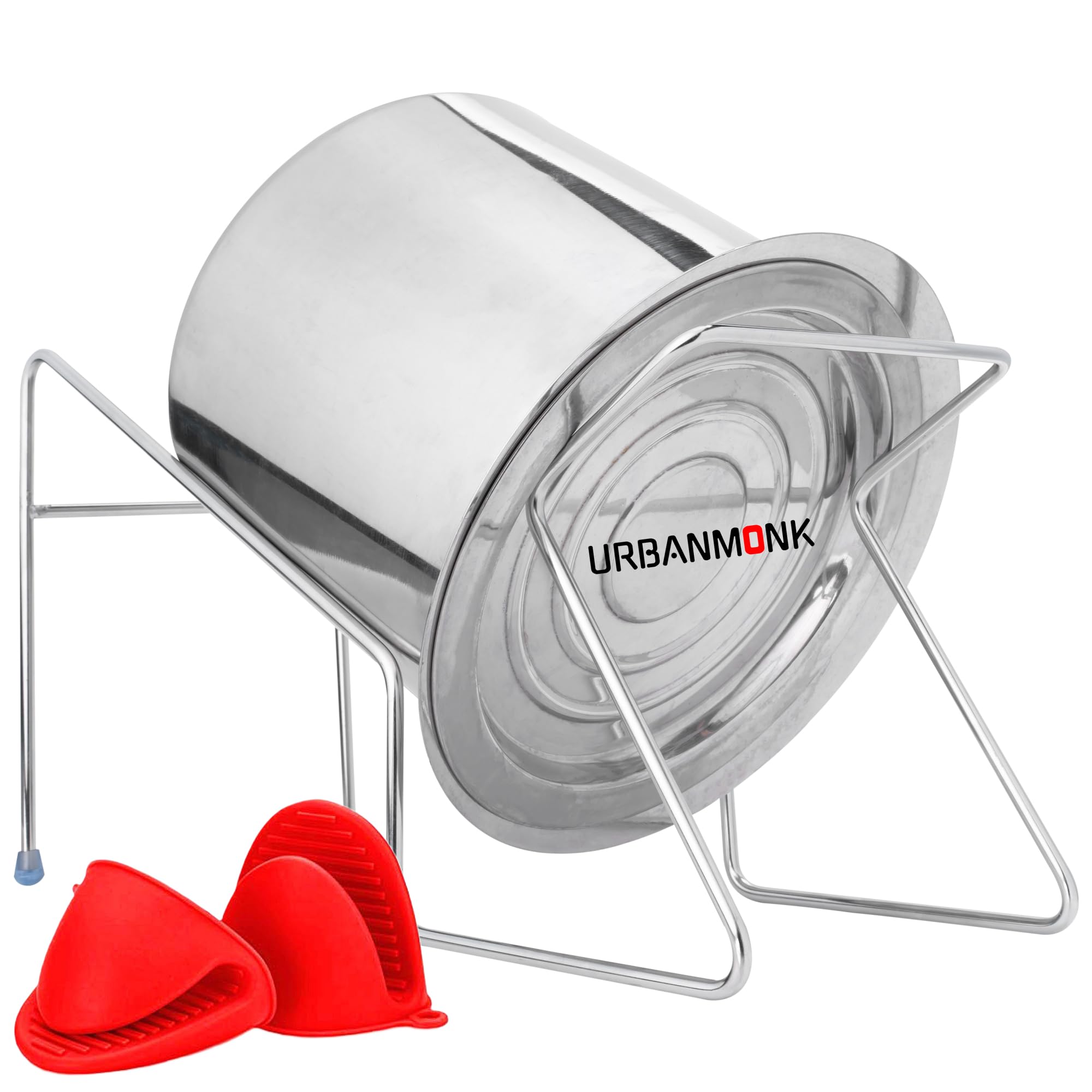 URBANMONK Rice Pot Drainer Stand Kitchen Shelves| Stainless Steel Stand For Fruit, Beans, Noodle Strainer | Tabletop Cooked Rice Strainer Stand | Hands Free Rice Drainer Stand (B0CQXPVQHK) Amazon Price History, Amazon Price Tracker