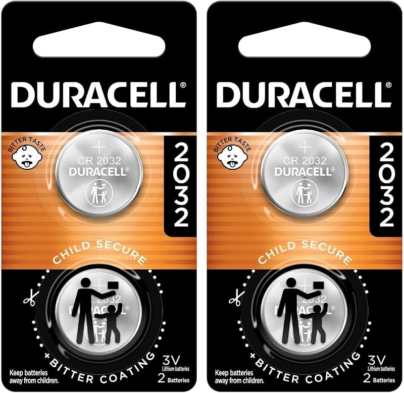 DURACELL CR2032 Batería de litio de 3 V, características de seguridad infantil, paquete de 2 unidades, batería de litio para llavero, control remoto de auto, monitor de glucosa, celda de litio CR de 3 voltios (paquete de 2)