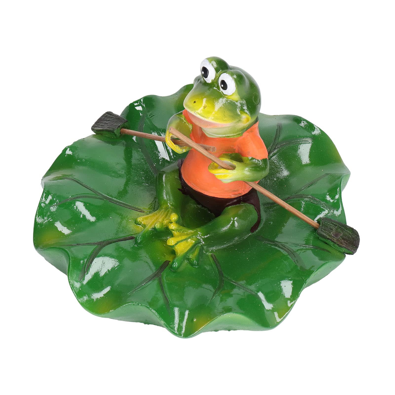 TOPINCN Floating Frog Water Ornament Fish Pond Crafts Furniture Leaf Decor Rockery Fountain Running Water Sculpture Floating Water Decoration