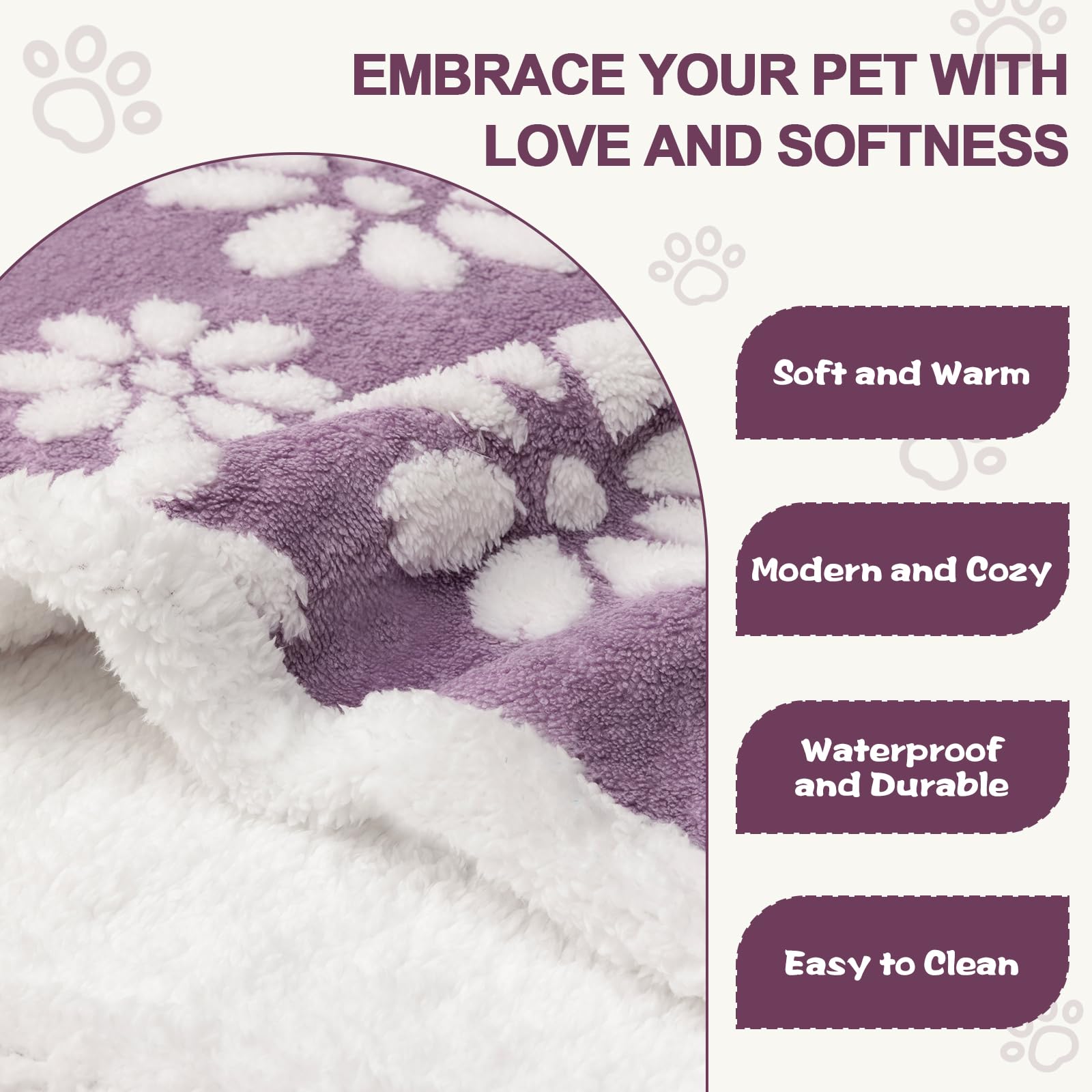 Manta impermeable para perro, cachorro, gato, bonita manta de perro con textura 3D para cama, sofá, manta suave a prueba de orina líquida para proteger muebles, 30 x 40 pulgadas, morado