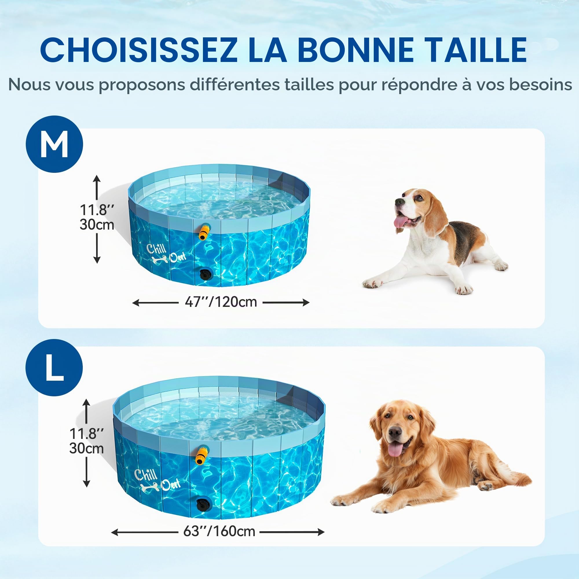 ALL FOR PAWS 160CM Grande Piscine pour Chien avec Arroseur, Piscine Rabattable 2-en-1 pour Chien, Piscine À Éclaboussures avec Système D’Arrosage, Idéale pour Chiens Et Bains D’Animaux en Extérieur
