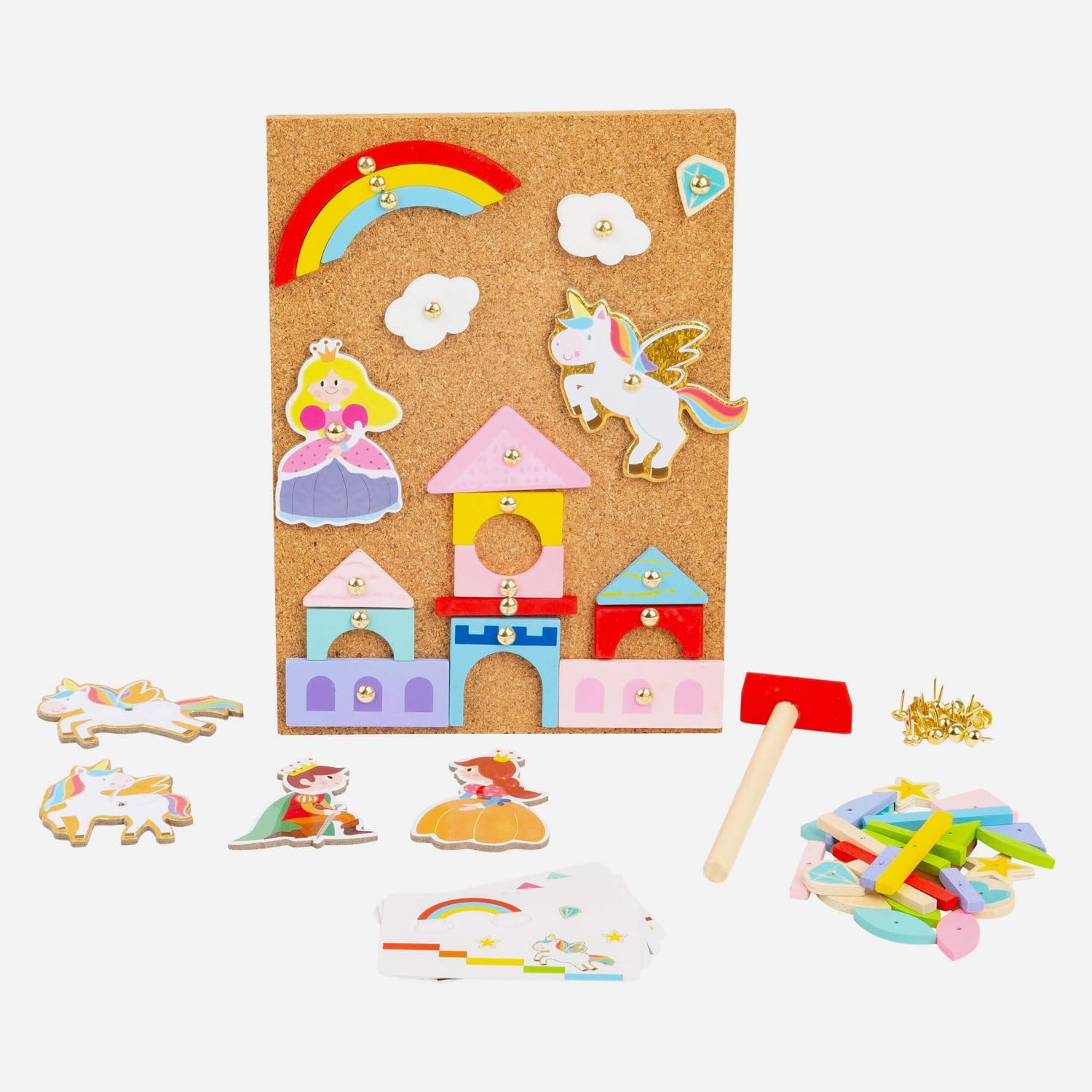 Small Foot Wooden and Cork Hammer Game with Unicorn and Princess Motifs from 6 Years 11571 Toys