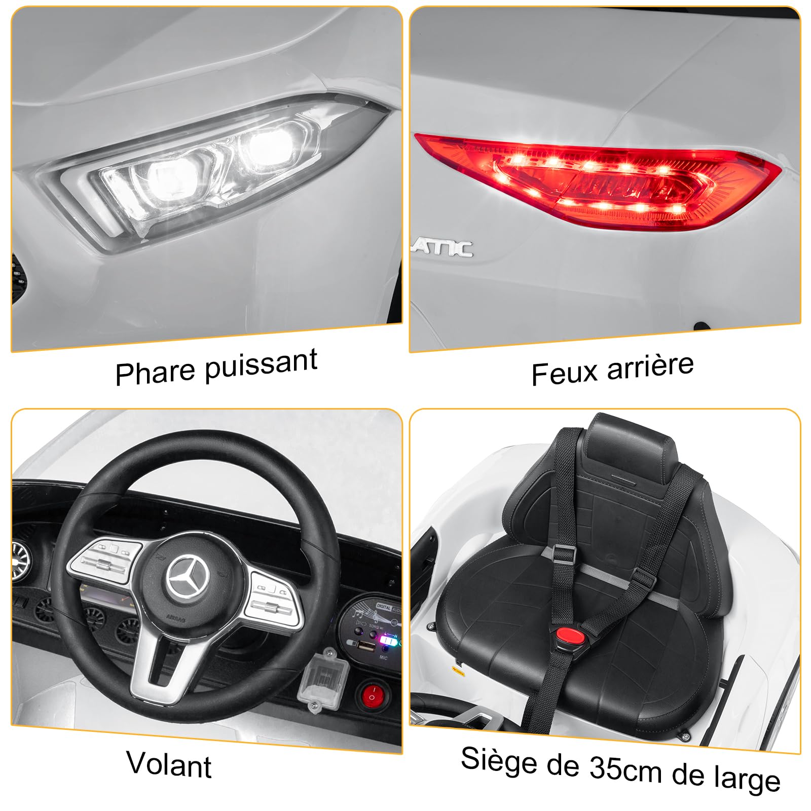 LALAHO Voitures électriques pour Enfants Mercedes Benz avec Télécommande 2.4G, Véhicule électrique Enfant 2 Portes avec MP3 (CLS Blanc)