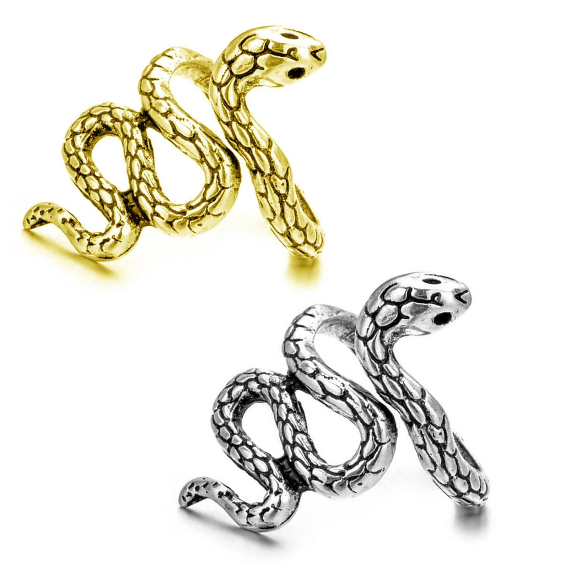 Okos Men and Women Fashion Jewellery Pack of 2 Gold and Rhodium Spiral Style Serpent Cobra Snake Adjustable Finger Rings Combo For Boys, Girls, Men and Women FR1000969BT (B0BZJP28G4) Amazon Price History, Amazon Price Tracker