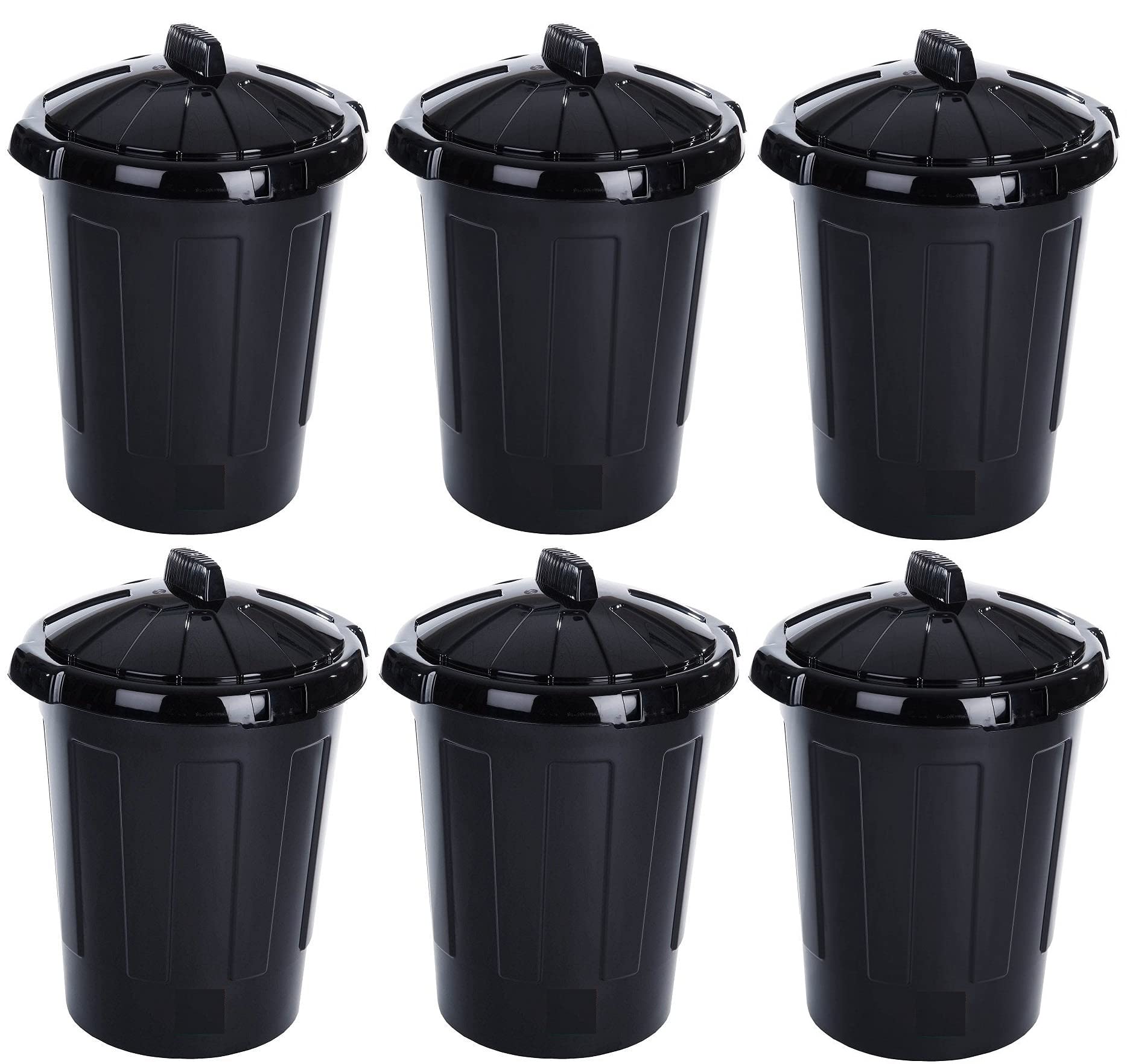 Easy Shopping® 80 Litre 80L Extra Large Black Plastic Dustbin Kitchen House Garden Storage Animal Feed Unit Bin with Clip Locking Lid (6)