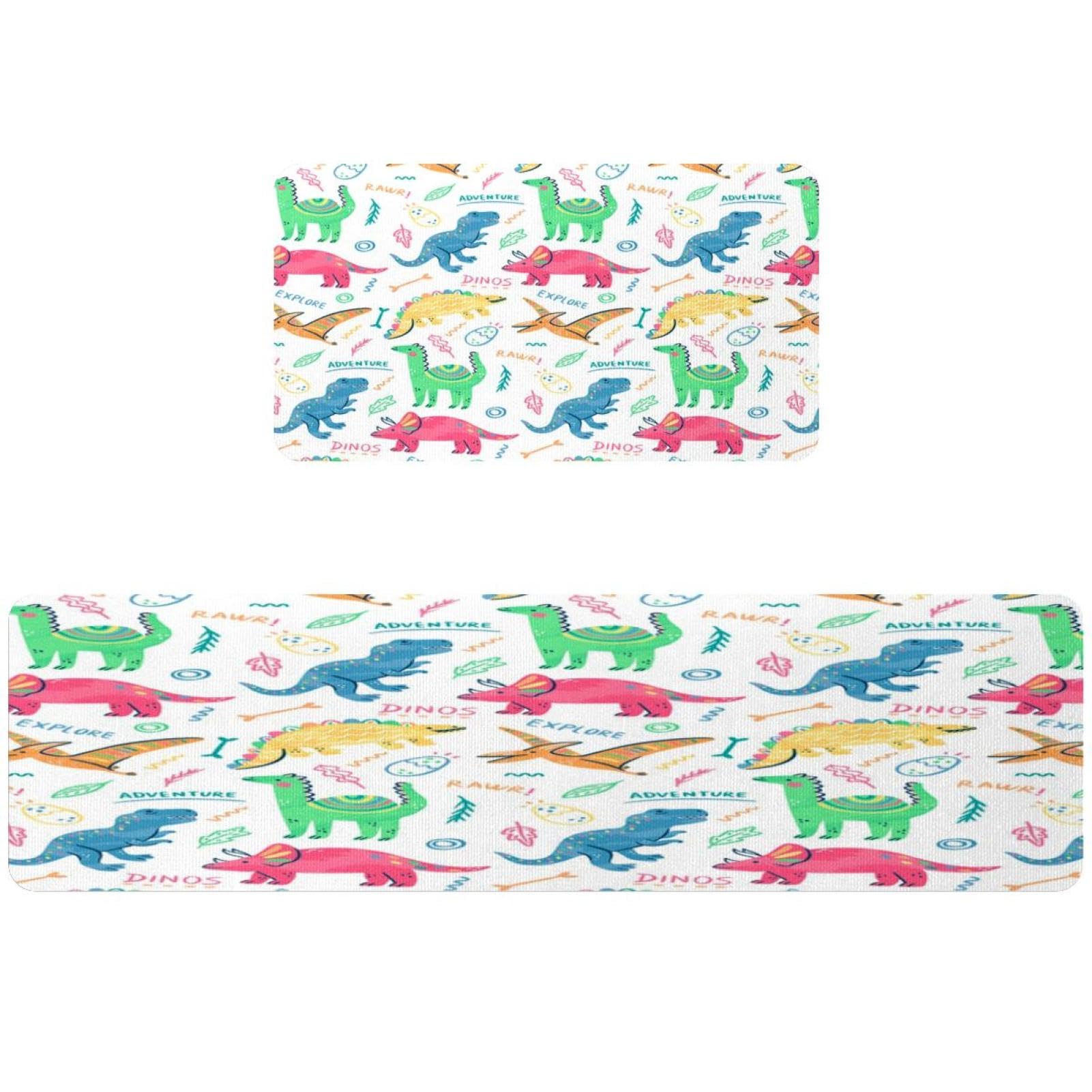 Tapete de cocina de dinosaurio VAPOKF lavable y antideslizante de 2 piezas
