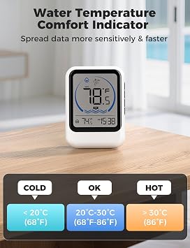 مقياس حرارة حمام السباحة الرقمي Liorque مع شاشة Lcd، مقياس حرارة حمام السباحة اللاسلكي العائم سهل القراءة، مراقب درجة الحرارة المقاوم للماء Ipx8 لحوض الاستحمام الساخن، حمام الثلج، حوض السمك، حوض السمك، البركة