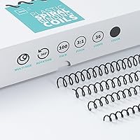 Vista 26 de Binditek Paquete de 50 bobinas de encuadernación en espiral de plástico, 6 mm (1/4"), capacidad de 30 hojas, paso 4:1, blancas, 48 bucles