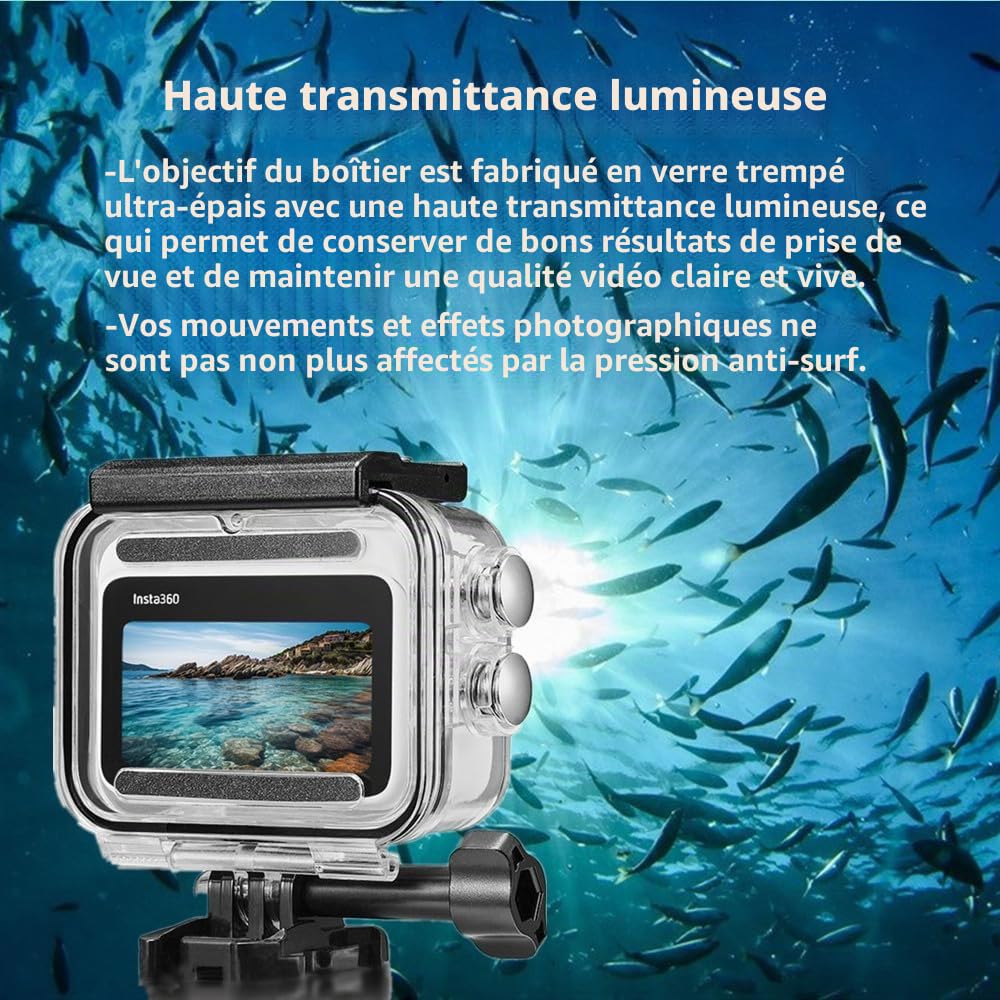 Boîtier étanche et poignée flottante compatible avec Insta360 GO 3, boîtier de protection pour plongée sous-marine avec support accessoires pour Insta360 GO 3
