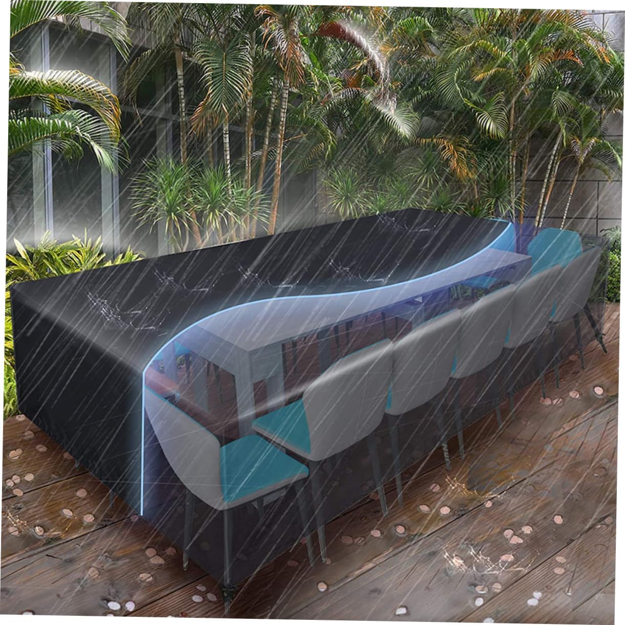 Heavy Duty Waterproof Garden Table Cover for Outdoor Furniture 210D Oxford Cloth Dustproof Protection for Patio Tables and Chairs